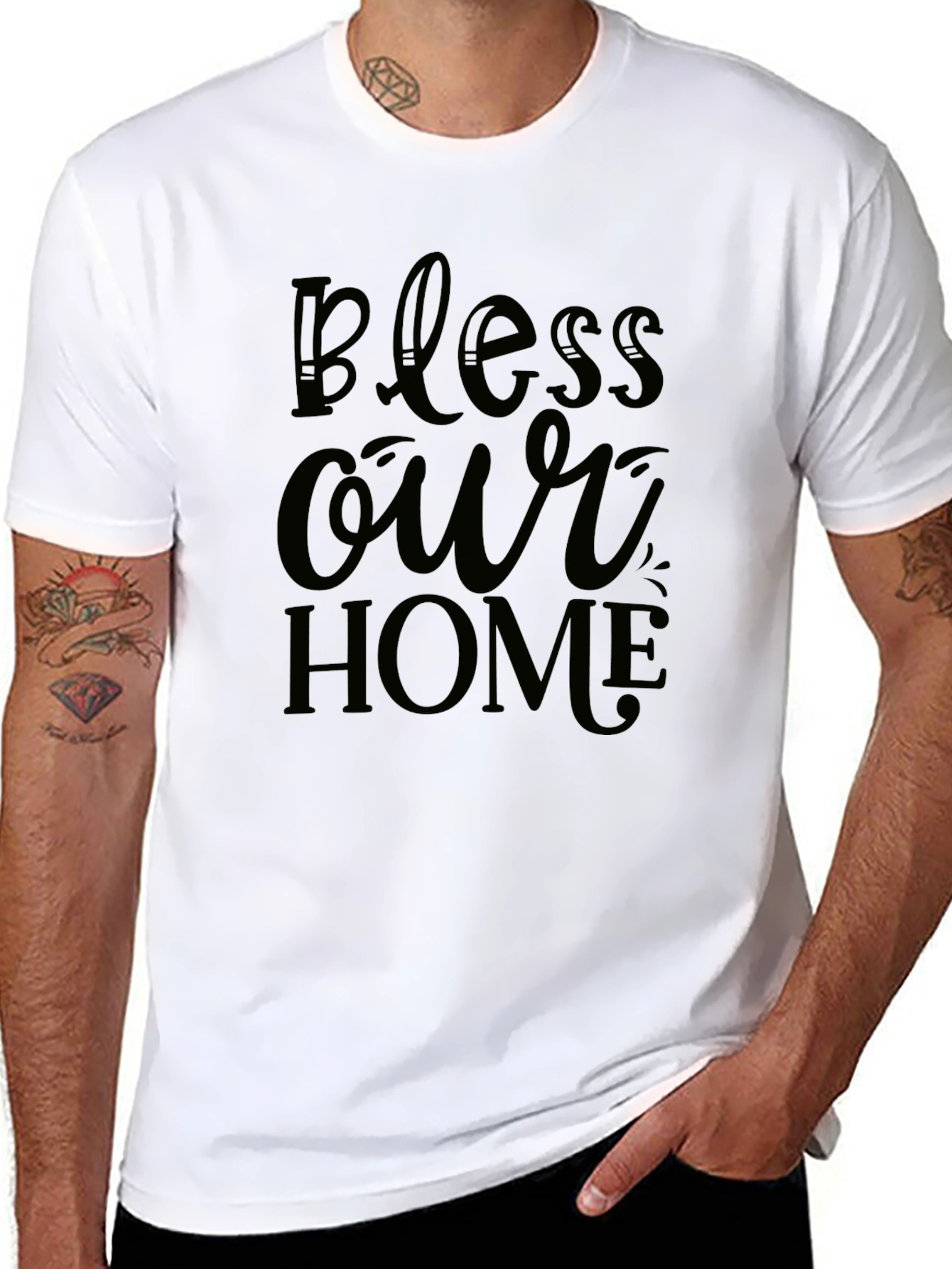 Bless Our Home Graphic Tee - Mens Black T-Shirt