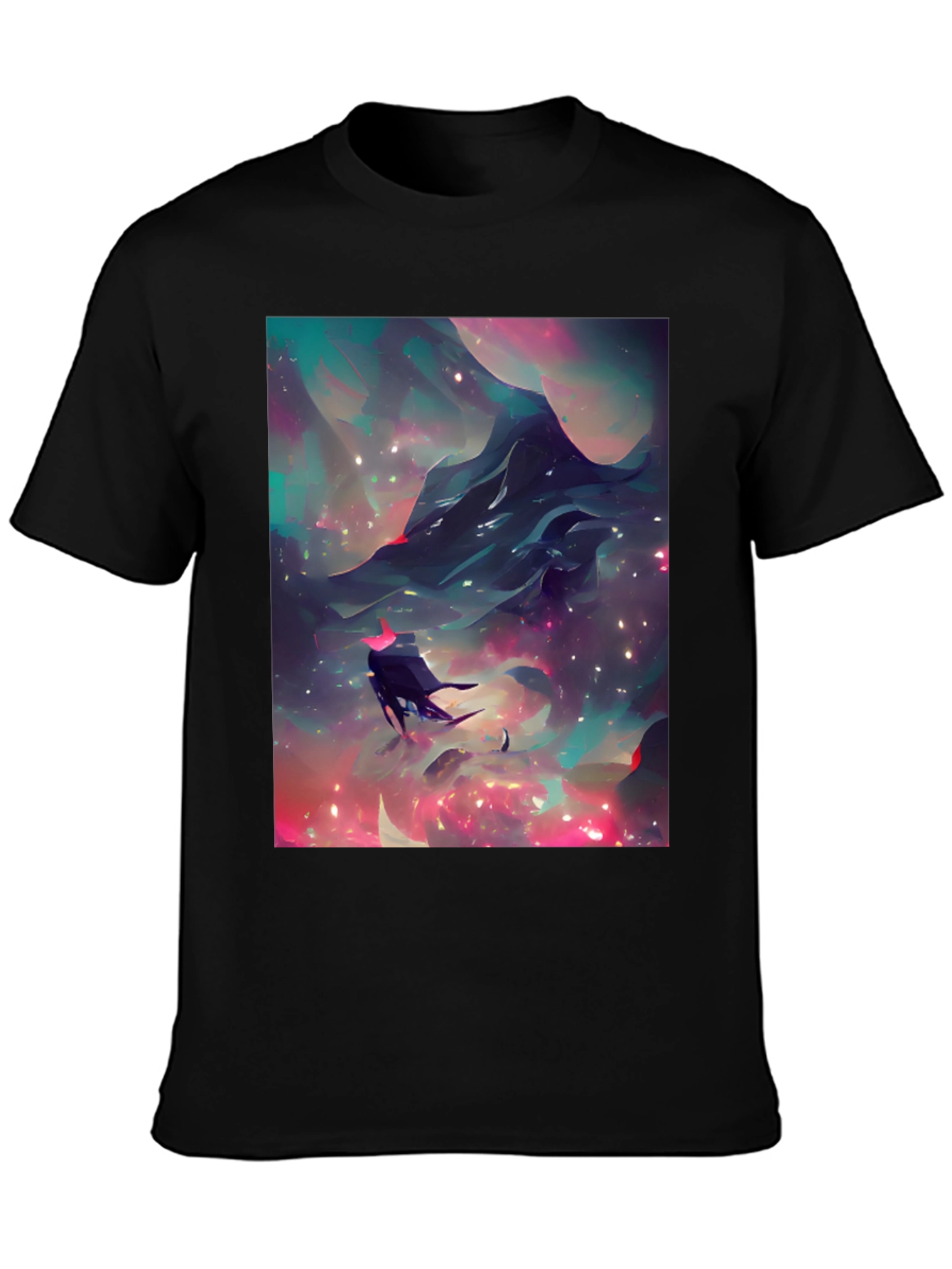 Nebula Voyager Graphic Tee - Black Cotton Comfort