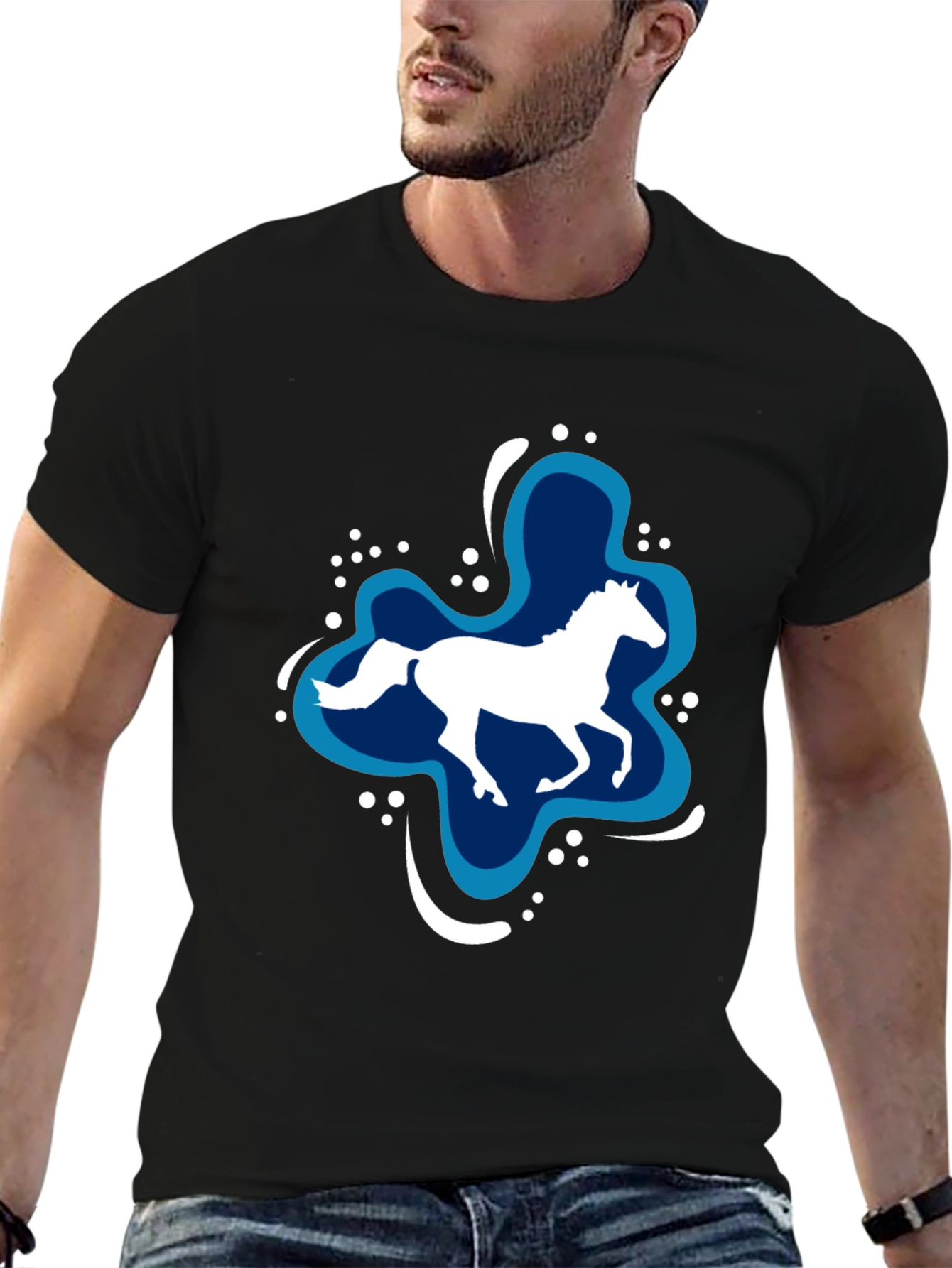 Horse Splash Graphic T-Shirt - Black