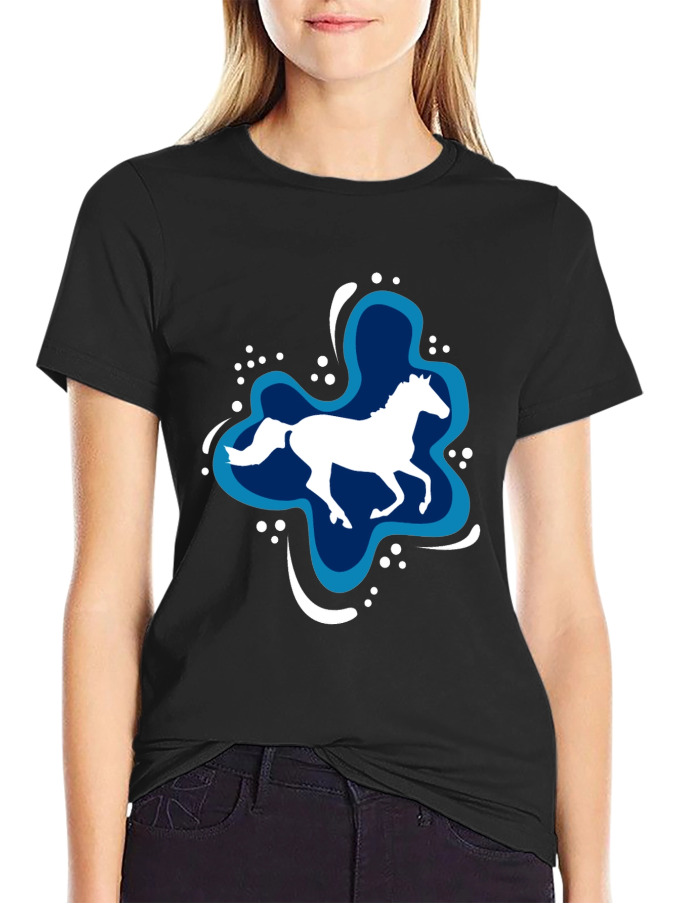 Horse Splash Graphic T-Shirt - Black