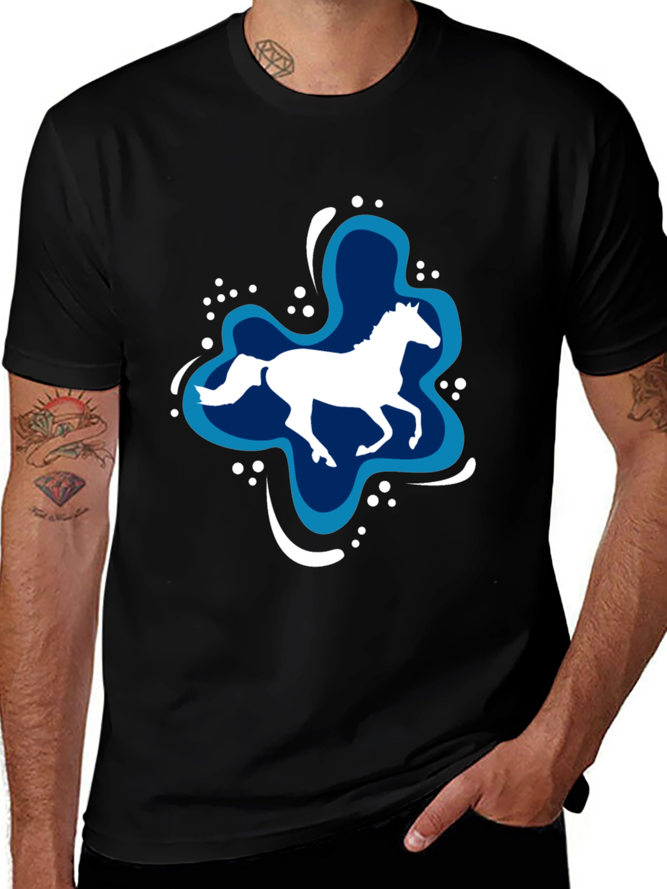 Horse Splash Graphic T-Shirt - Black