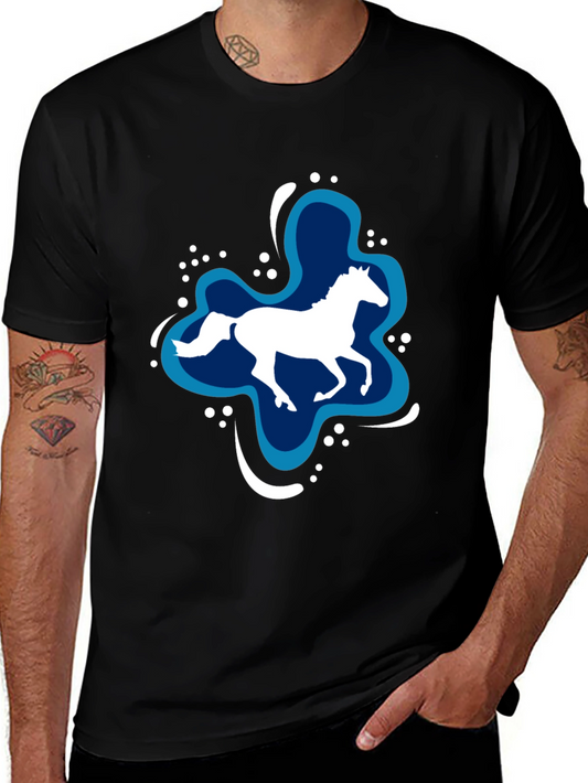 Horse Splash Graphic T-Shirt - Black