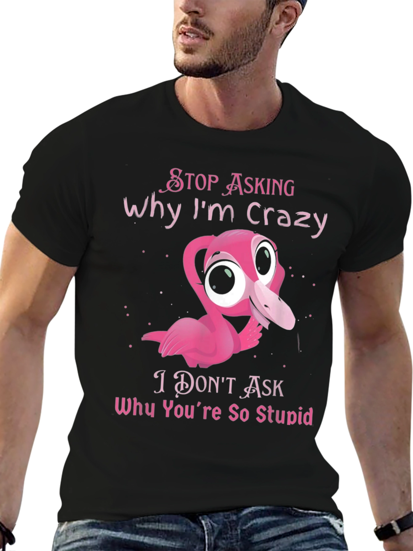 Crazy Flamingo Graphic T-Shirt