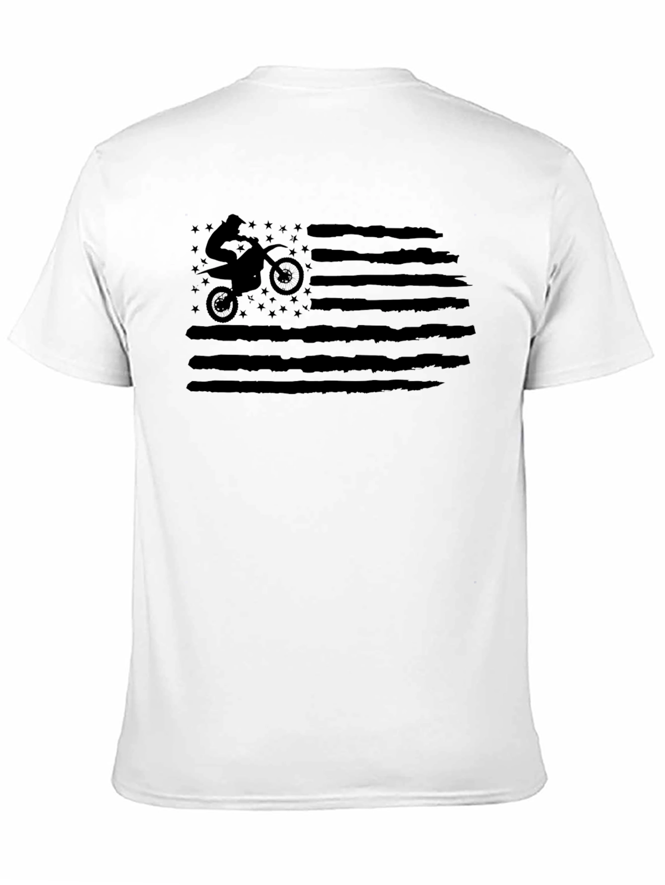Motorcycle American Flag Graphic T-Shirt - Black