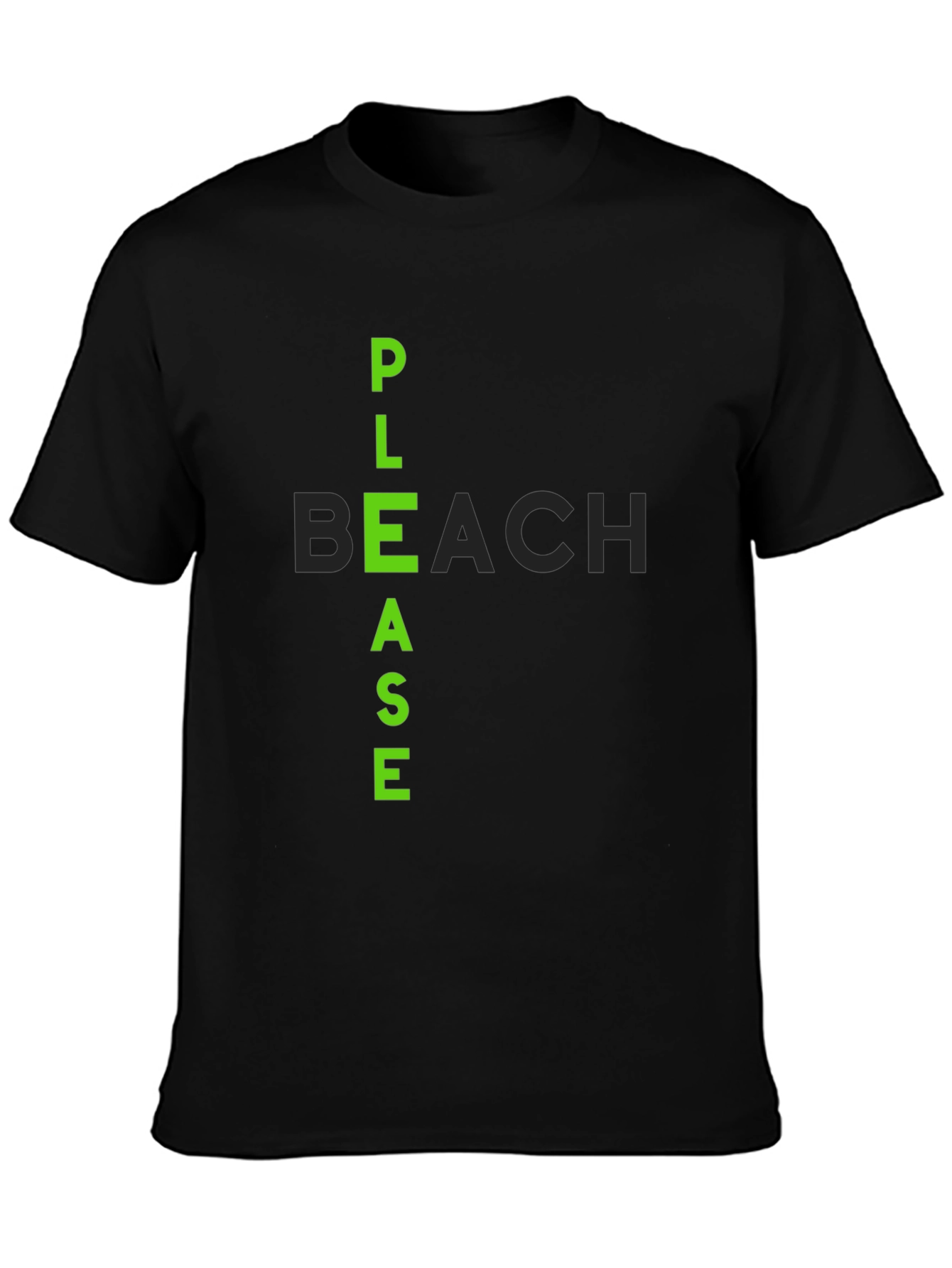 Please Beach Graphic Tee - Cool Black T-Shirt