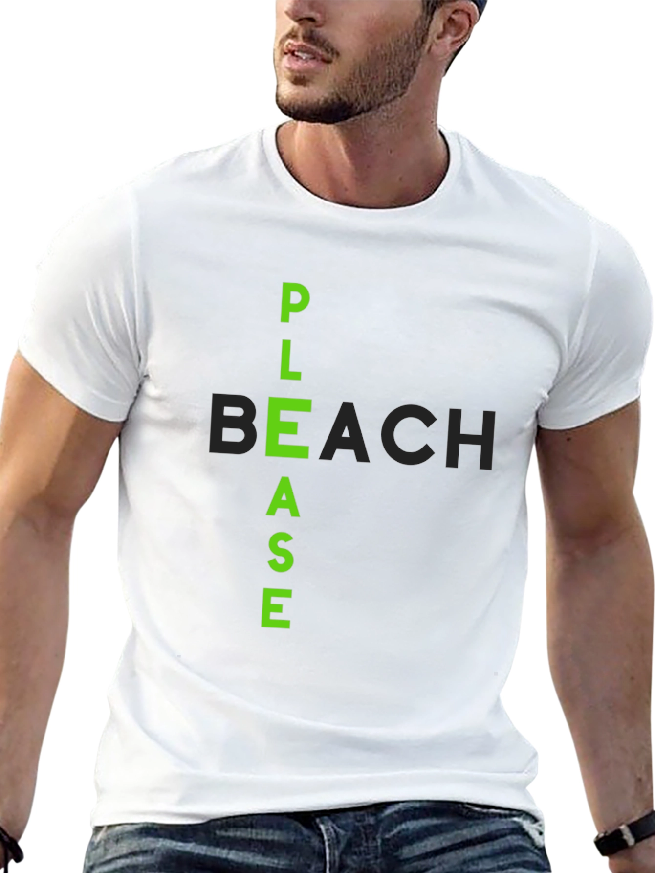 Please Beach Graphic Tee - Cool Black T-Shirt