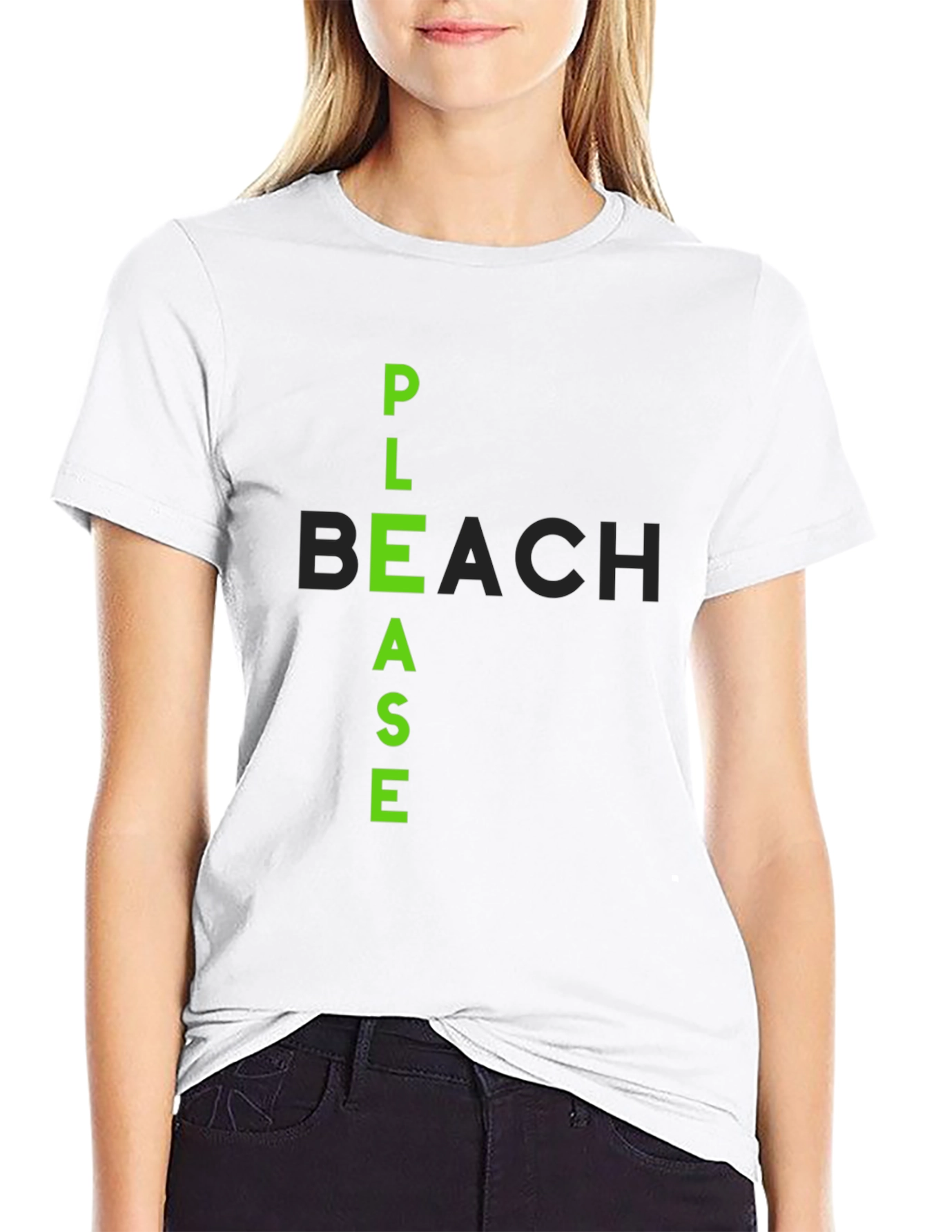 Please Beach Graphic Tee - Cool Black T-Shirt