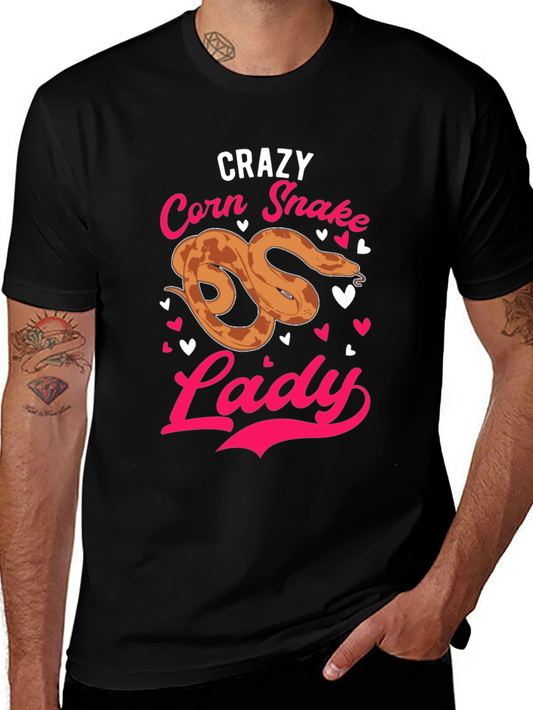 Crazy Corn Snake Lady T-Shirt - Novelty Reptile Lover Tee