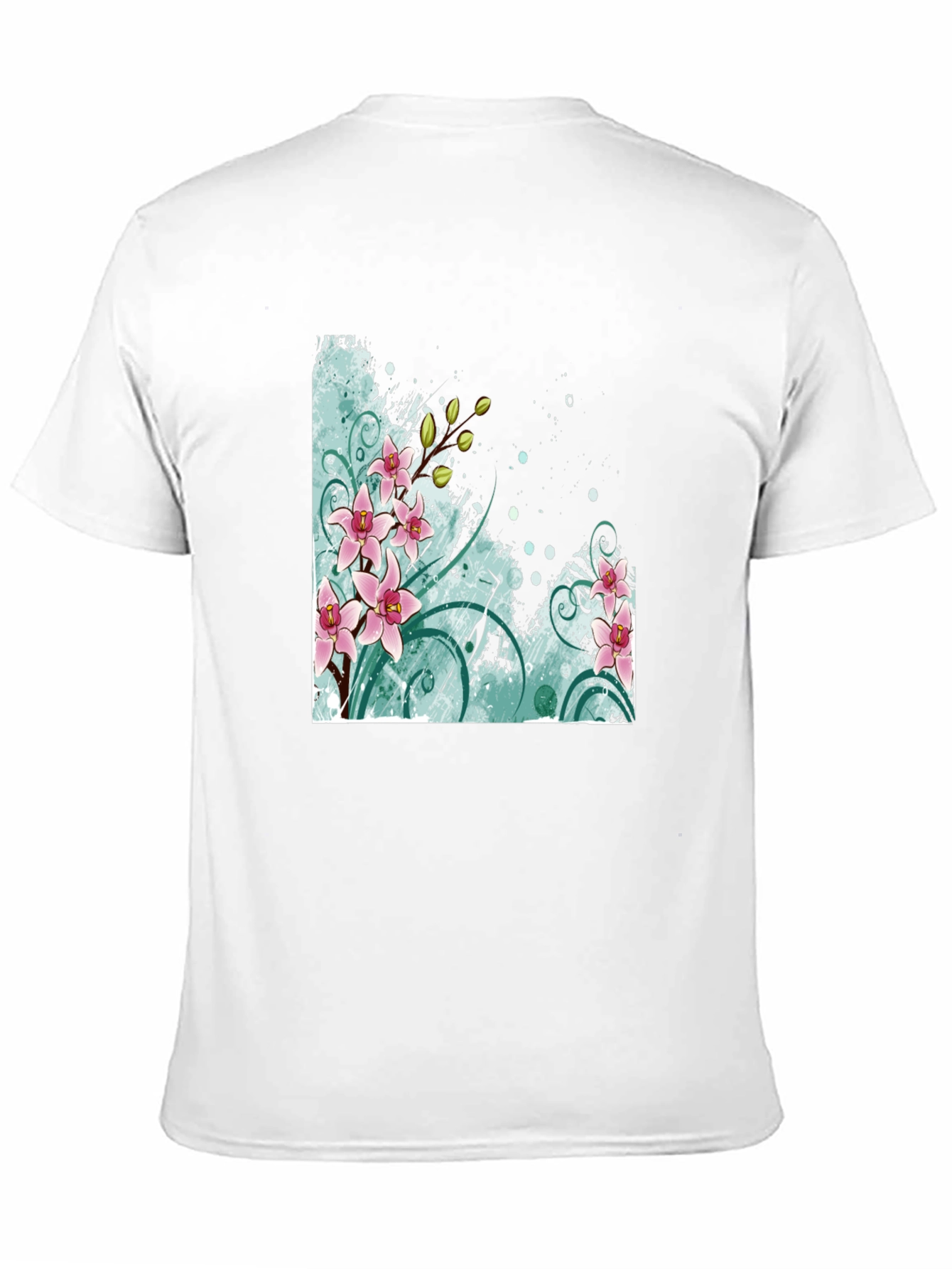 Floral Orchid Graphic Black T-Shirt