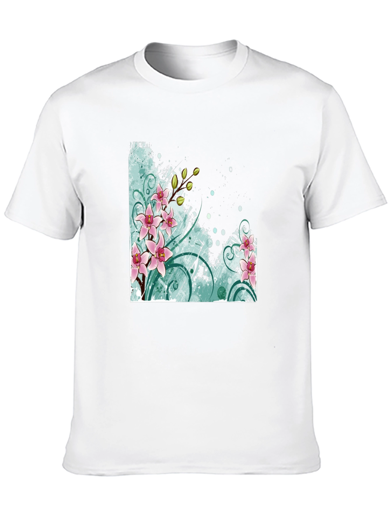 Floral Orchid Graphic Black T-Shirt