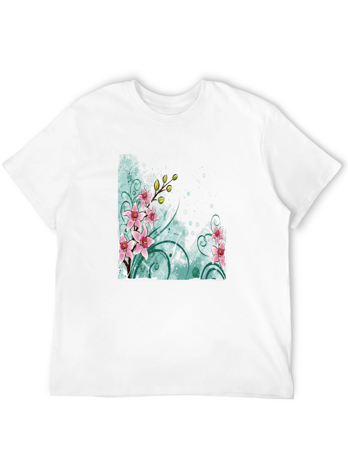 Floral Orchid Graphic Black T-Shirt