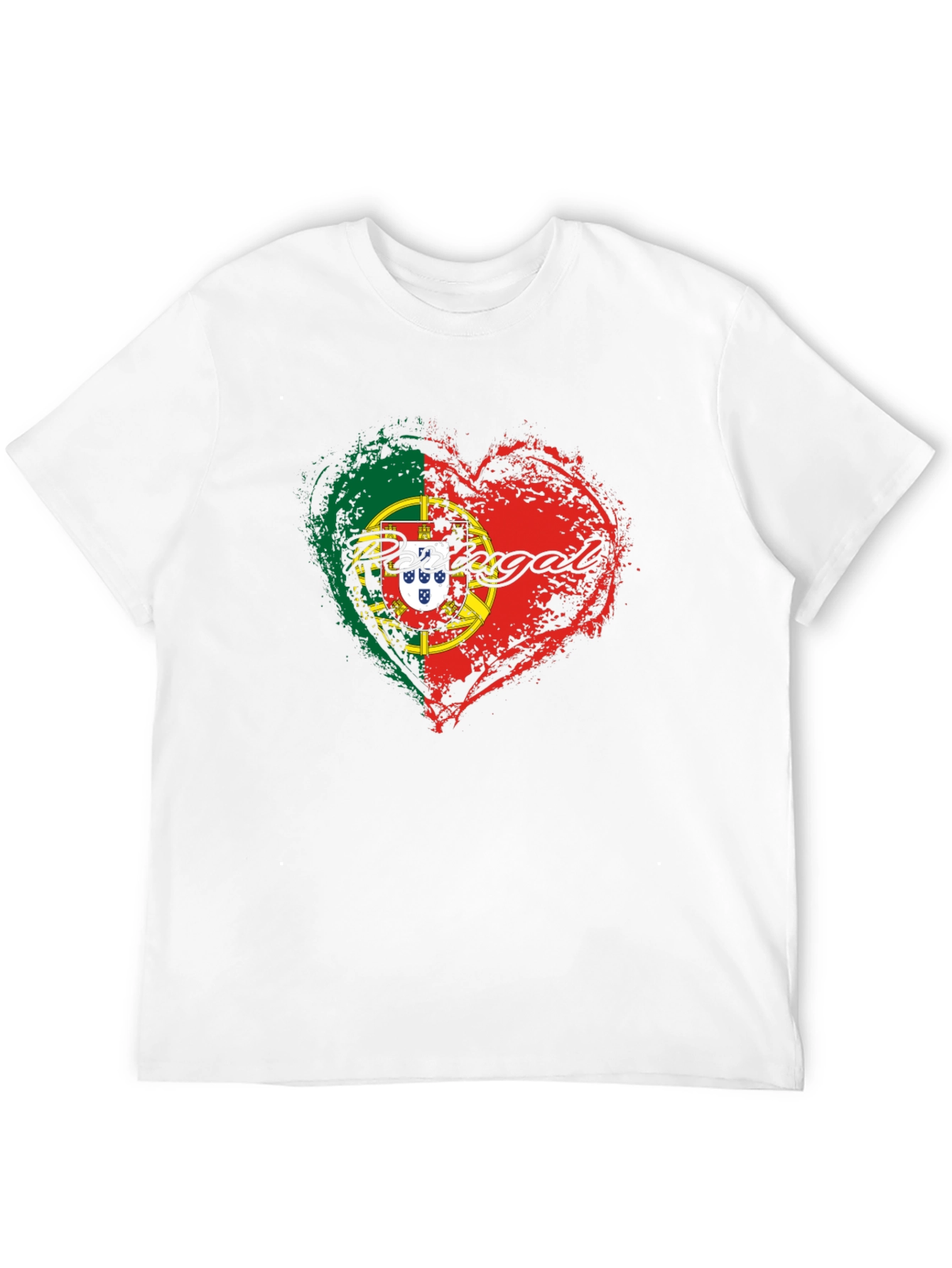 Portugal Flag Heart T-Shirt Black Graphic Tee
