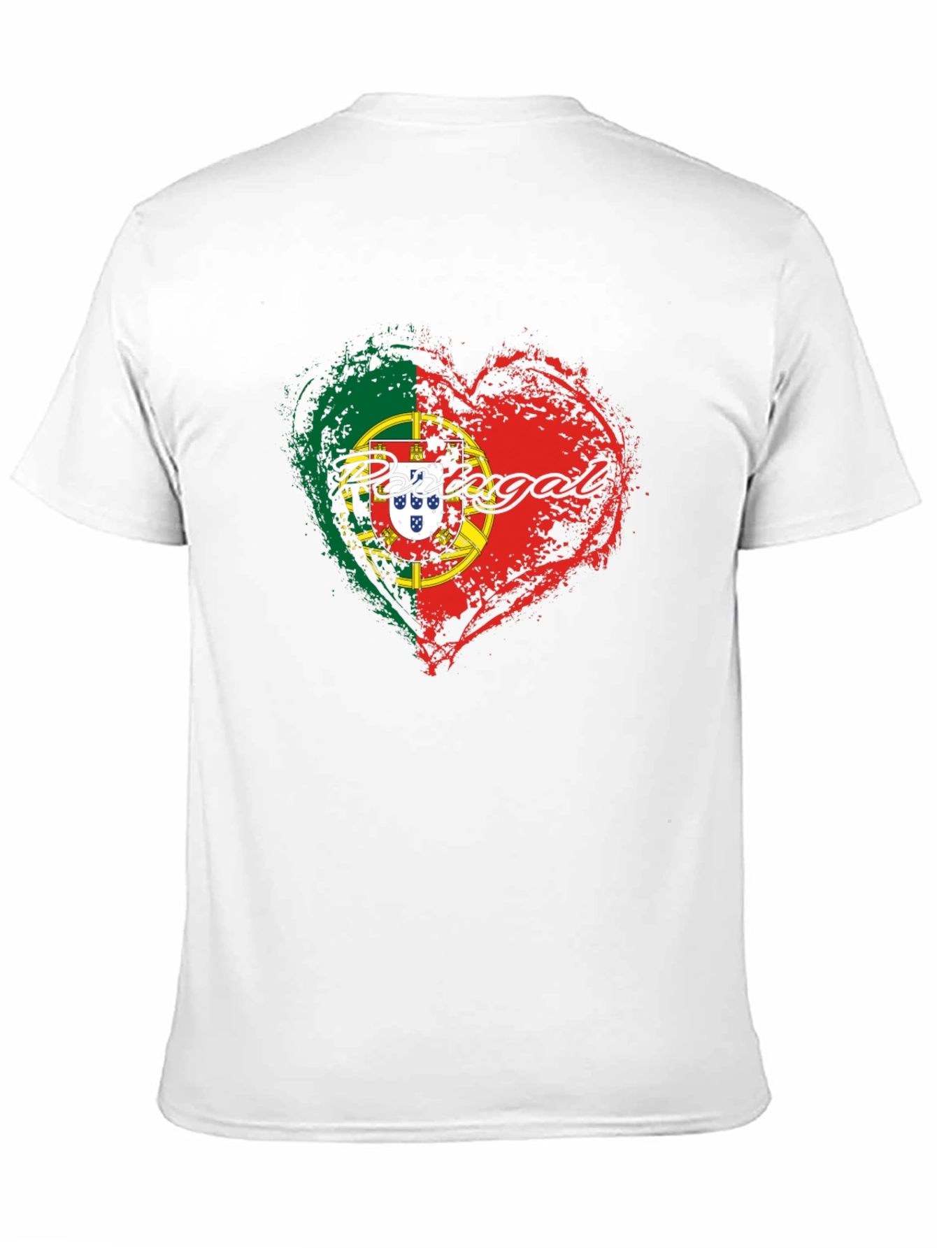 Portugal Flag Heart T-Shirt Black Graphic Tee