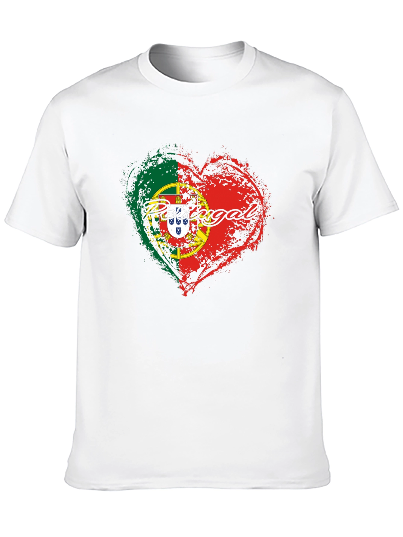Portugal Flag Heart T-Shirt Black Graphic Tee