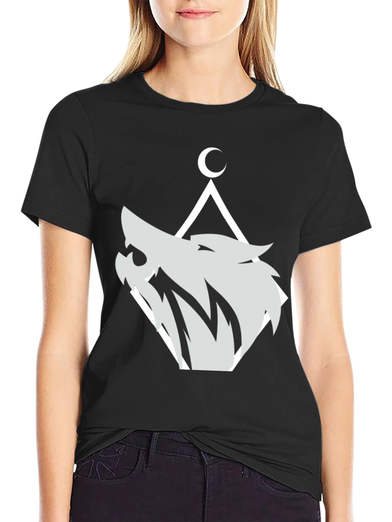 Wolf Moon Graphic Tee - Black Cotton Blend
