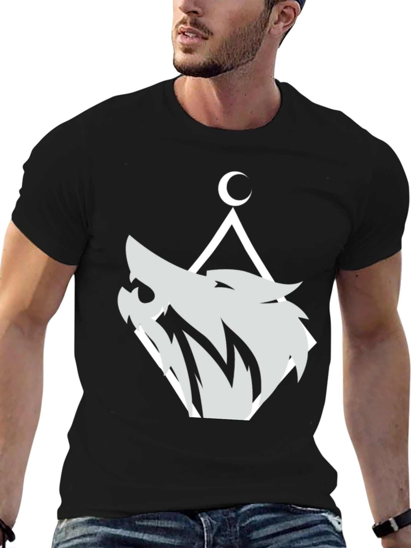 Wolf Moon Graphic Tee - Black Cotton Blend