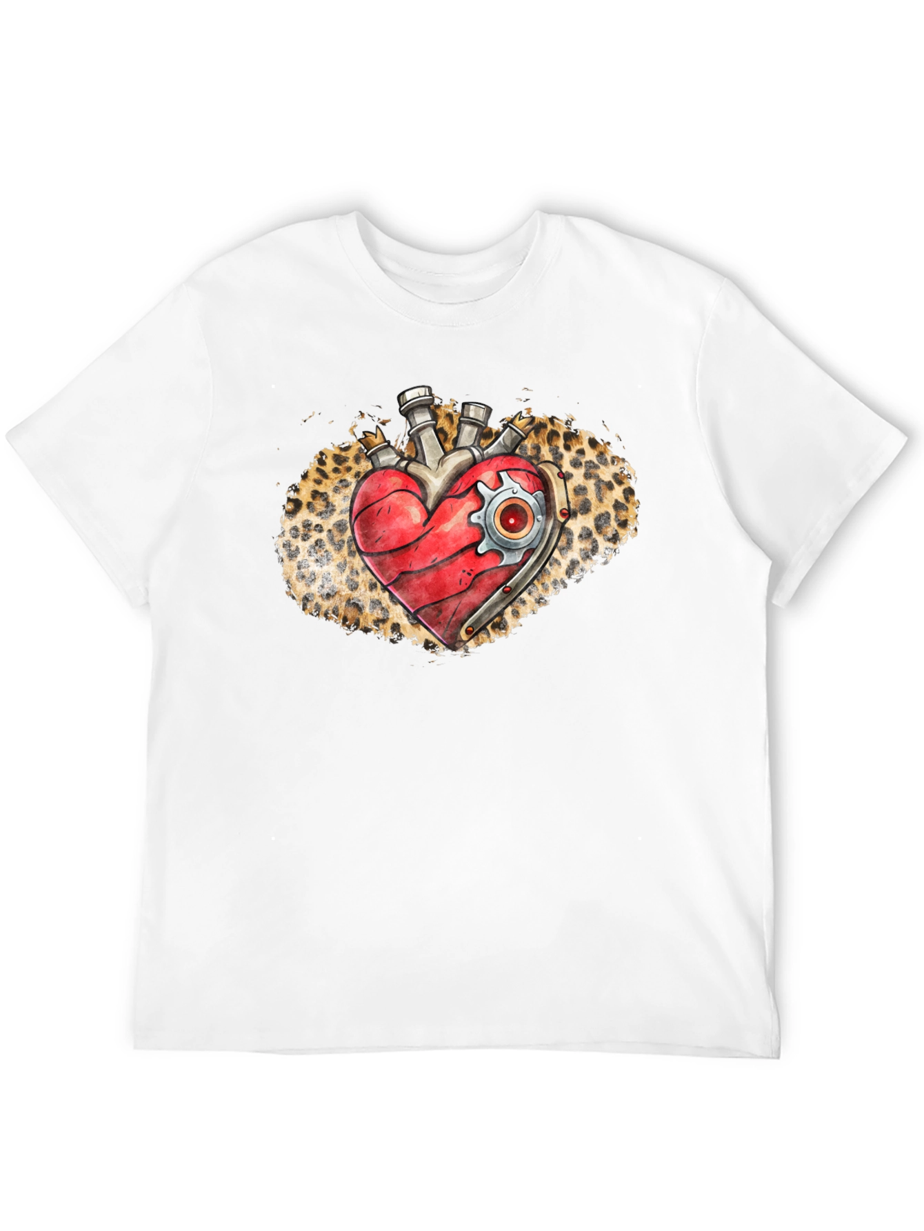 Steampunk Heart T-Shirt - Leopard Print