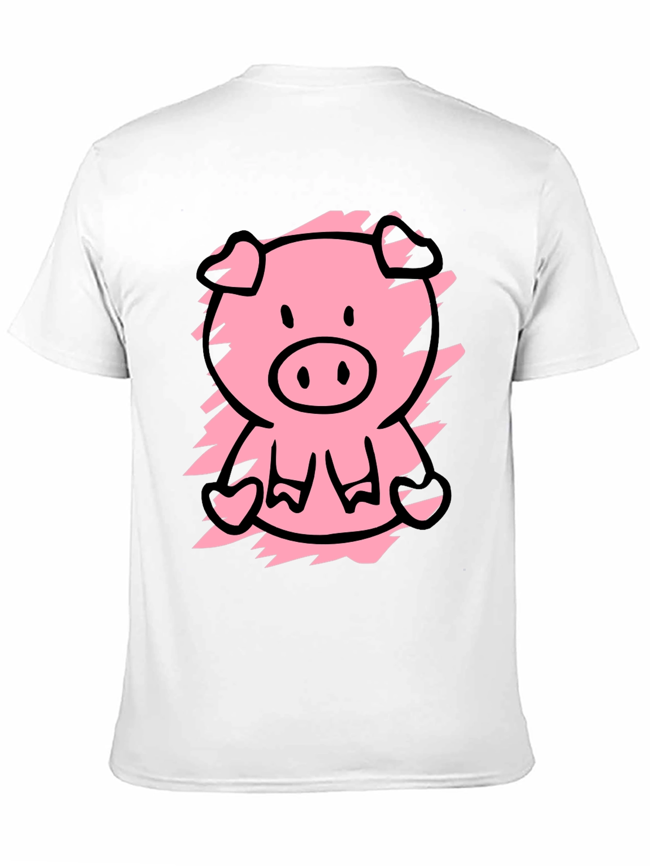 Cute Pig Graphic Tee - Black Cotton T-Shirt