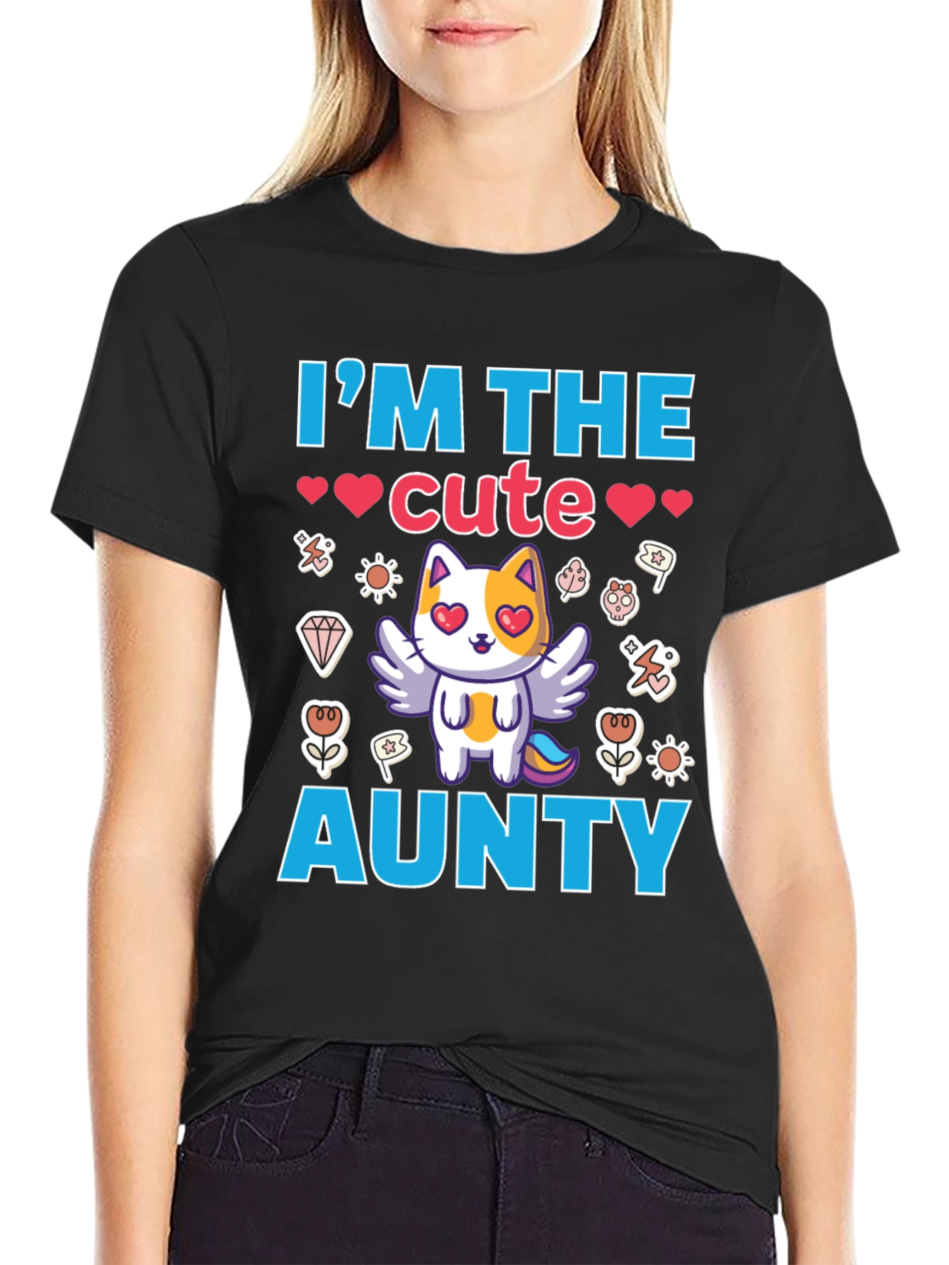 Cute Aunty T-Shirt Black Cotton Tee