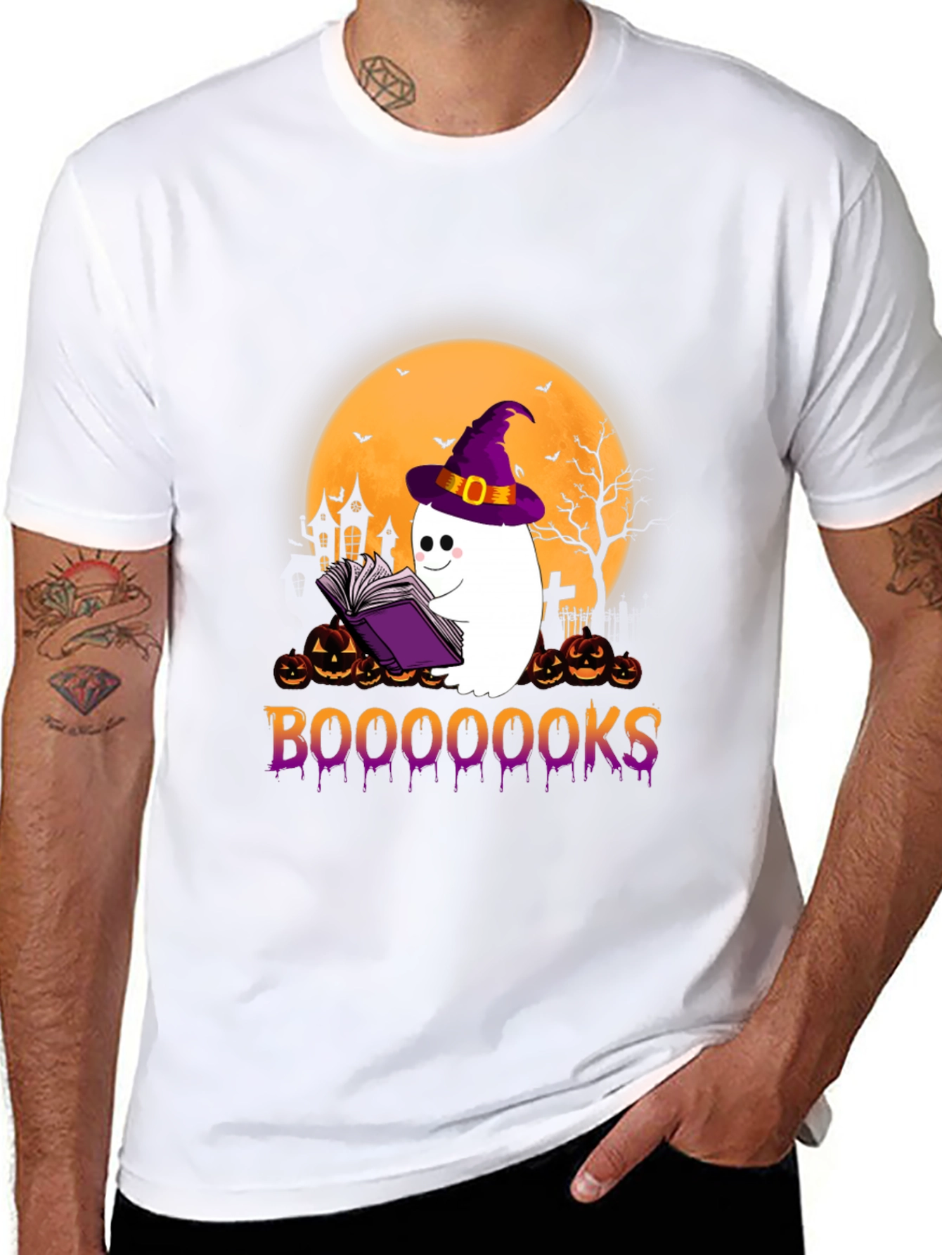 Halloween Ghost Reading Book T-Shirt