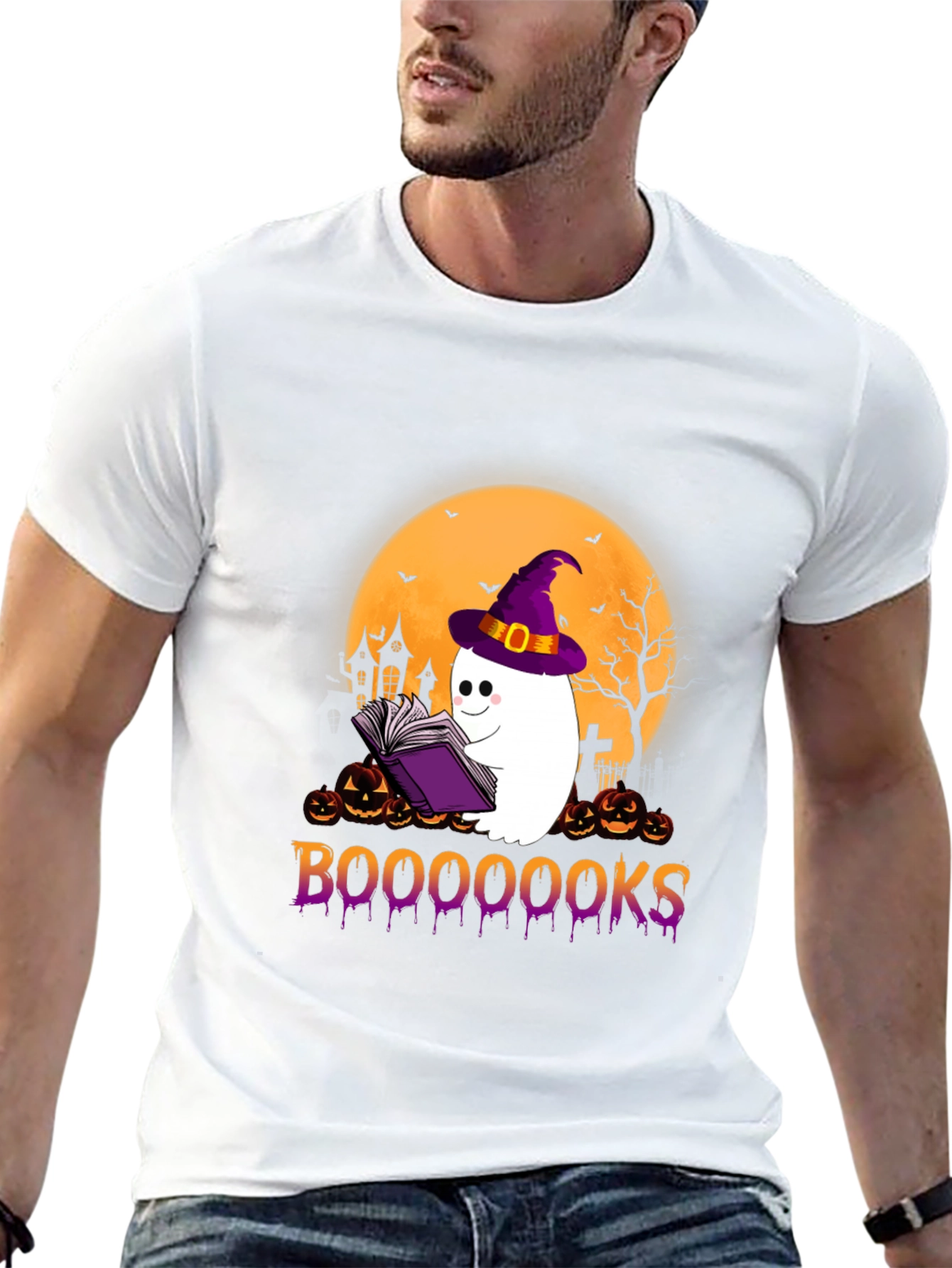 Halloween Ghost Reading Book T-Shirt