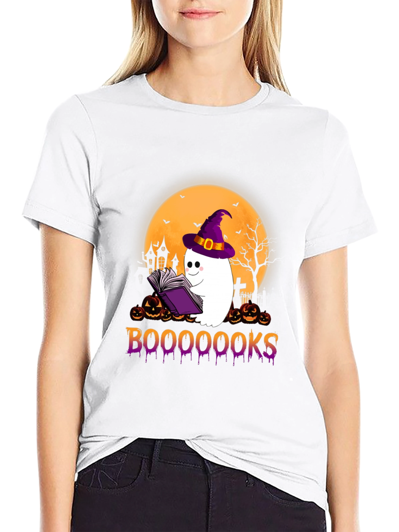 Halloween Ghost Reading Book T-Shirt