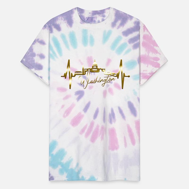 Washington Skyline Heartbeat US Flag Heart Love DC