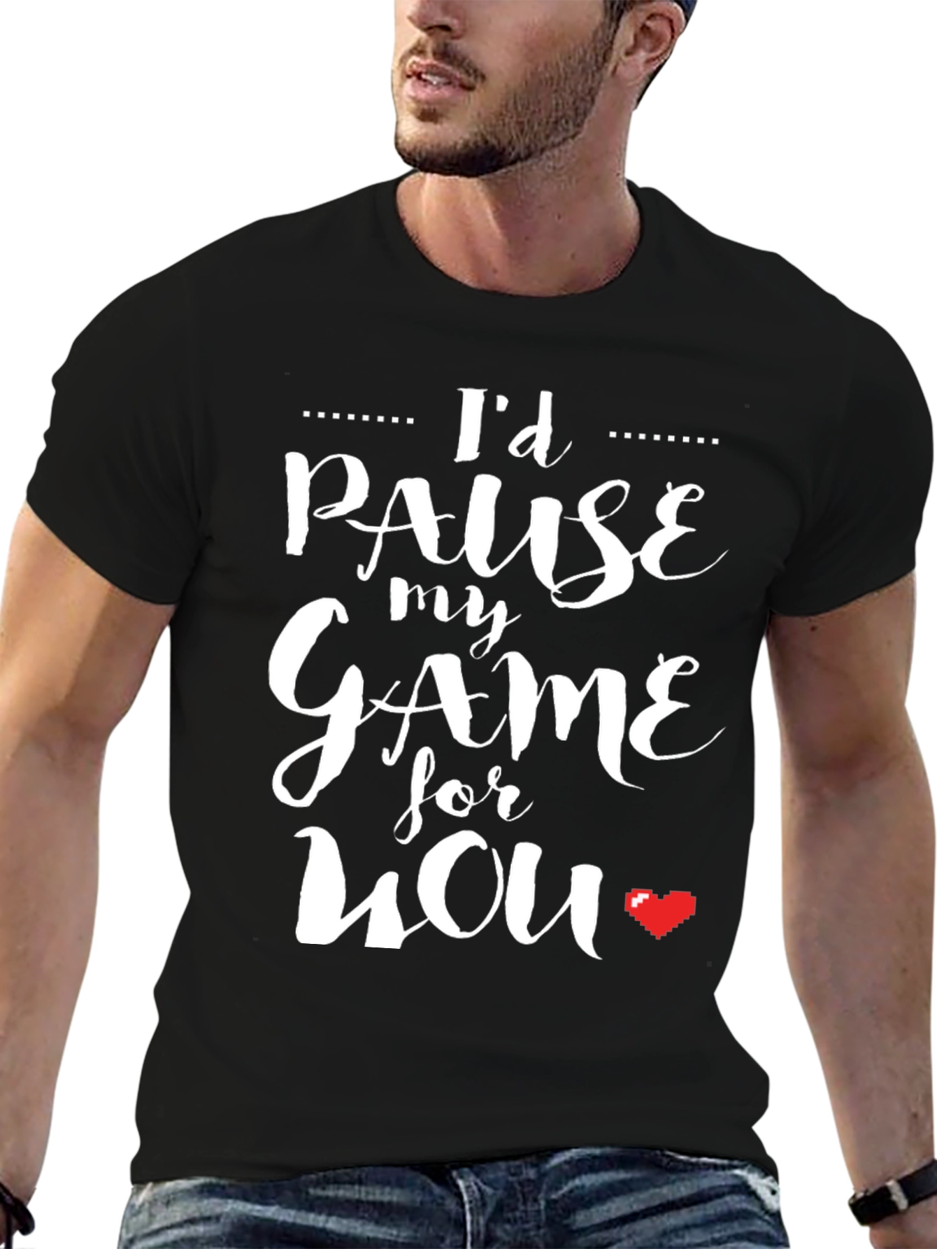 Id Pause My Game For You Black T-Shirt