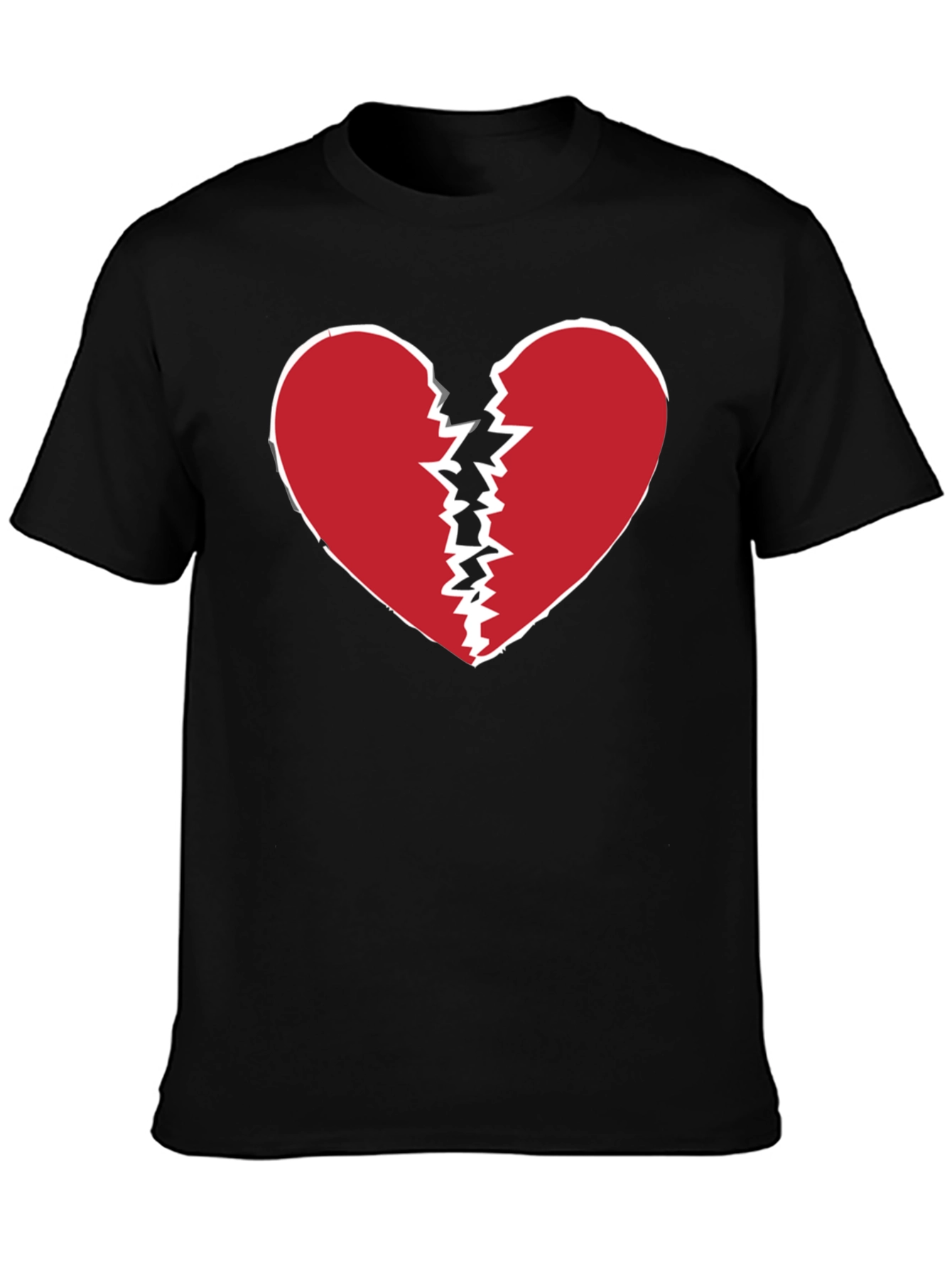 Broken Heart Graphic Tee - Black Cotton Casual Shirt