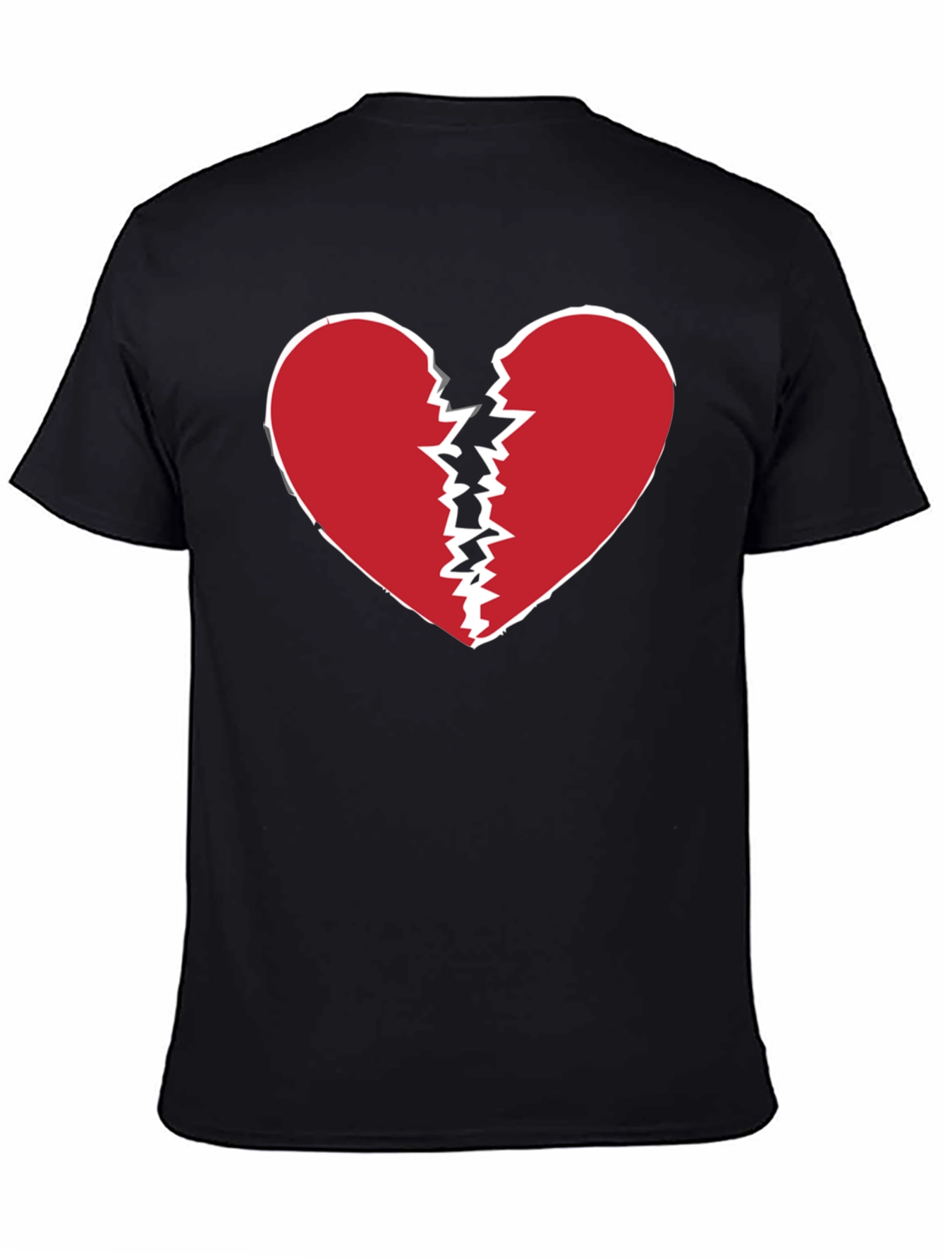 Broken Heart Graphic Tee - Black Cotton Casual Shirt