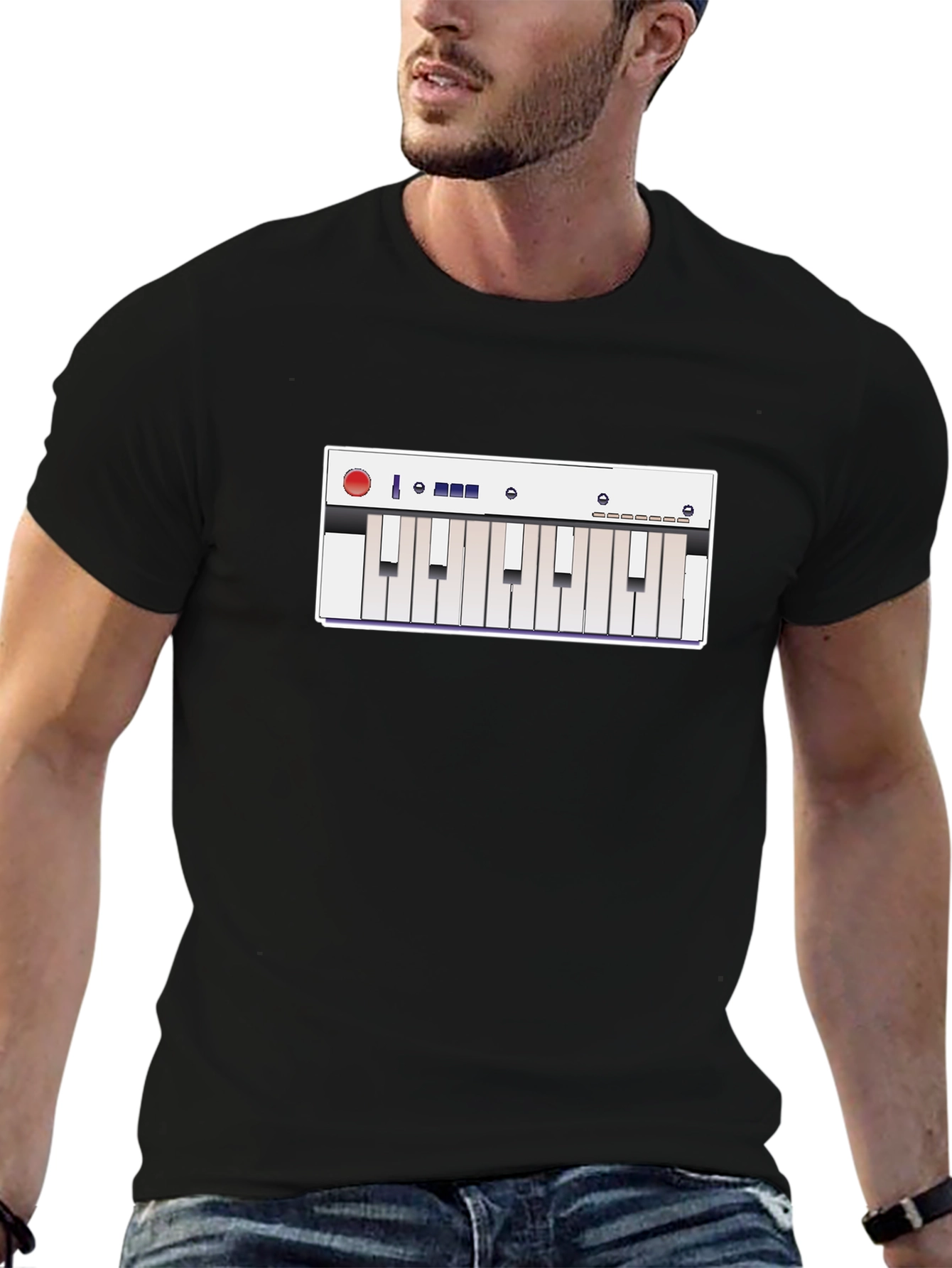 Synth Graphic Tee - Musicians Cool Black T-Shirt