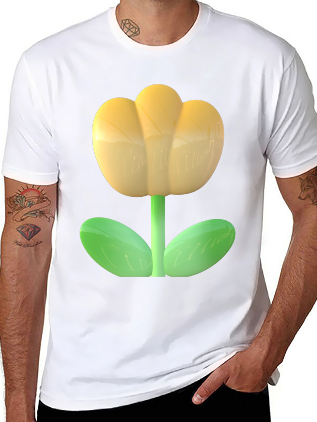 Yellow Flower Graphic T-Shirt - Casual Comfort