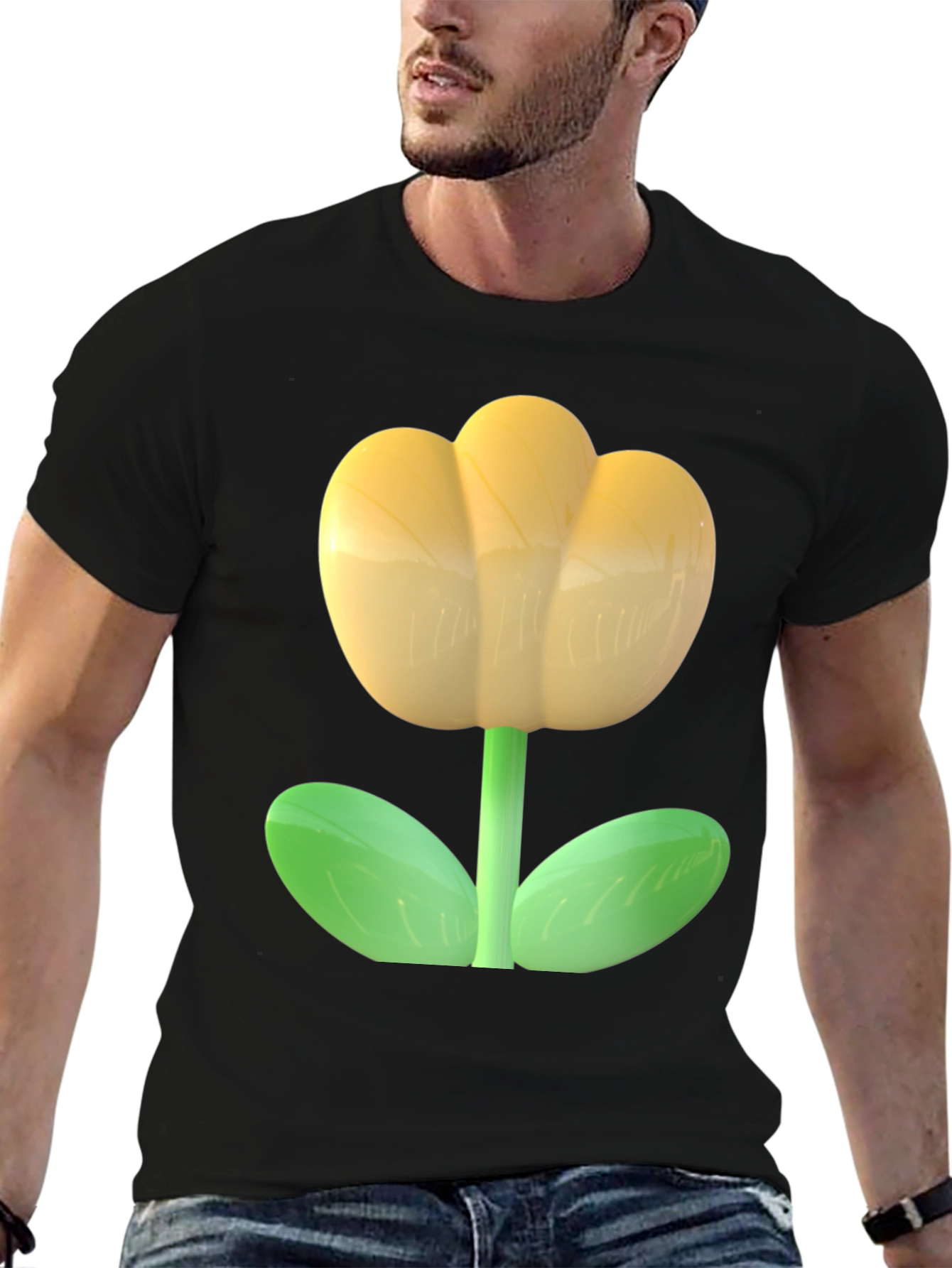 Yellow Flower Graphic T-Shirt - Casual Comfort