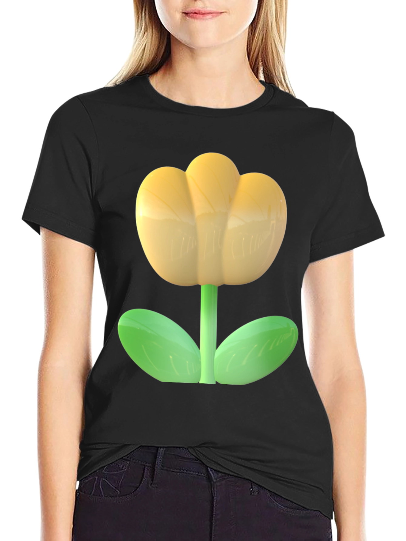 Yellow Flower Graphic T-Shirt - Casual Comfort