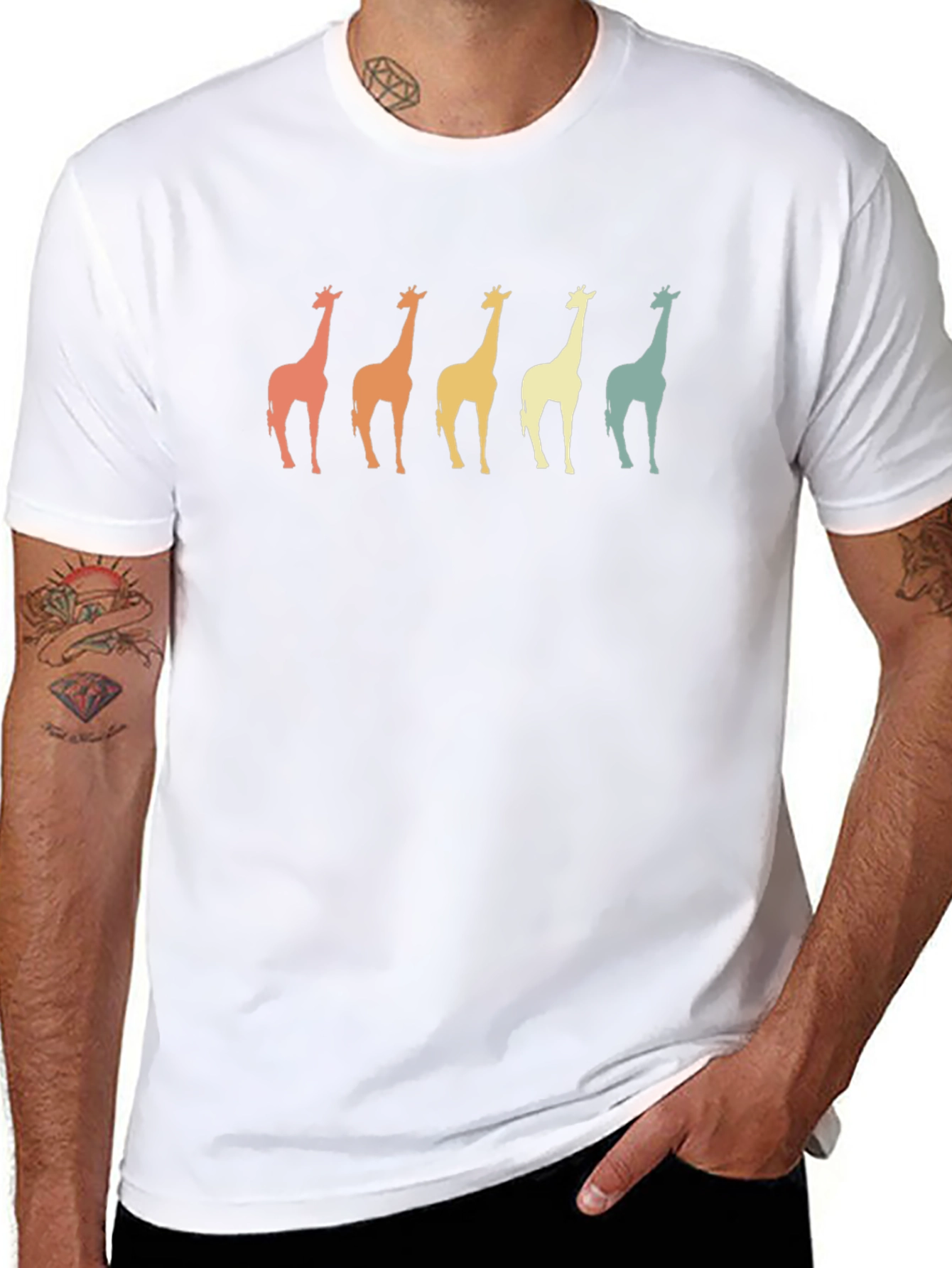 Retro Giraffe T-Shirt - Stylish Animal Print Tee