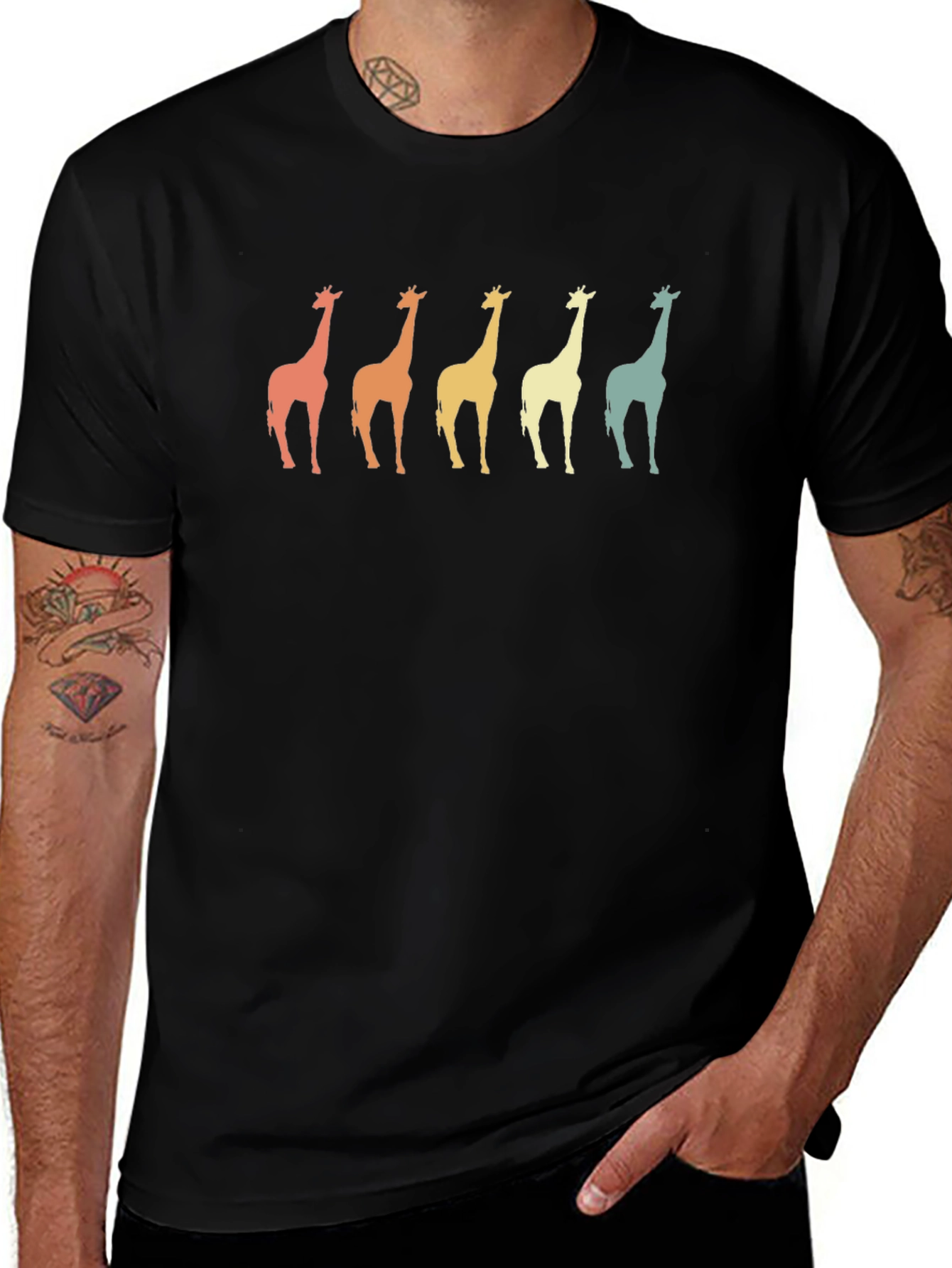 Retro Giraffe T-Shirt - Stylish Animal Print Tee