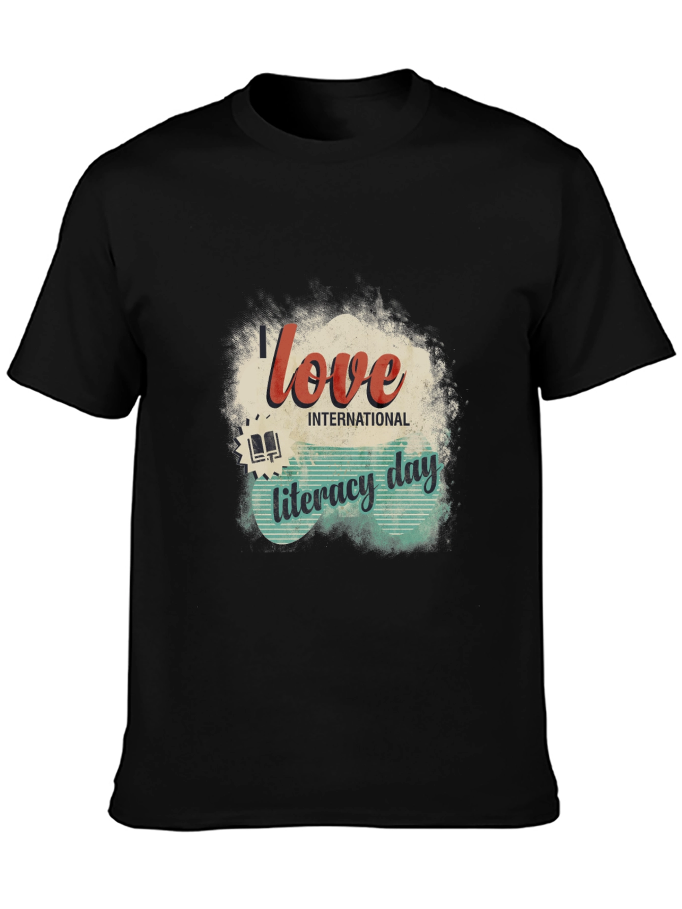I Love International Literacy Day Black T-Shirt