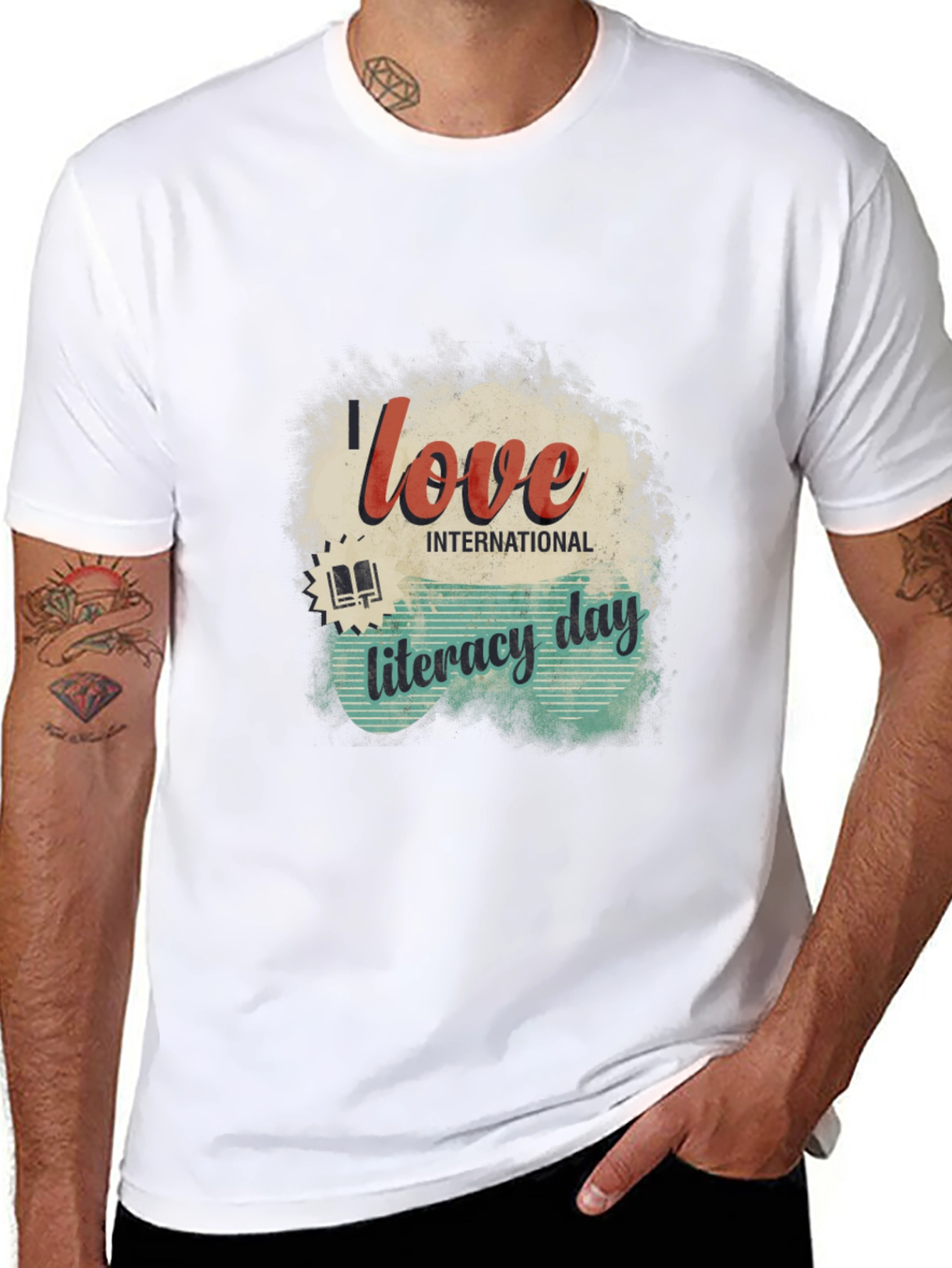 I Love International Literacy Day Black T-Shirt