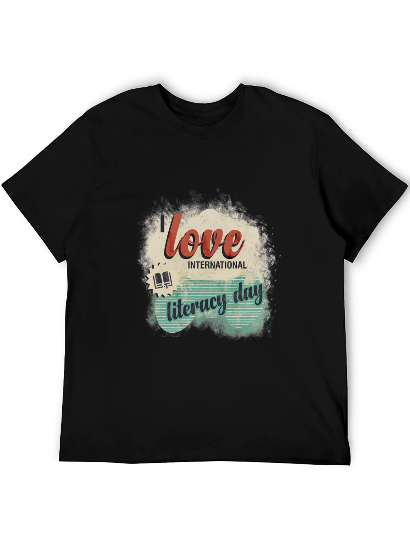 I Love International Literacy Day Black T-Shirt
