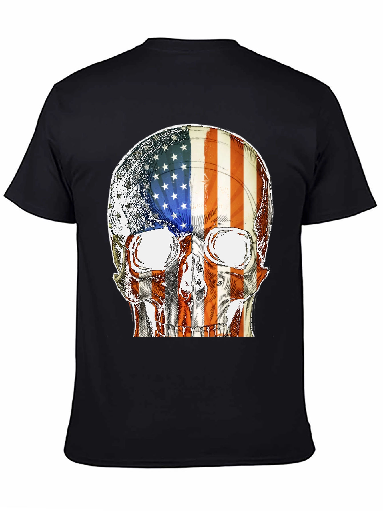American Flag Skull Graphic T-Shirt