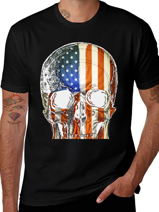 American Flag Skull Graphic T-Shirt