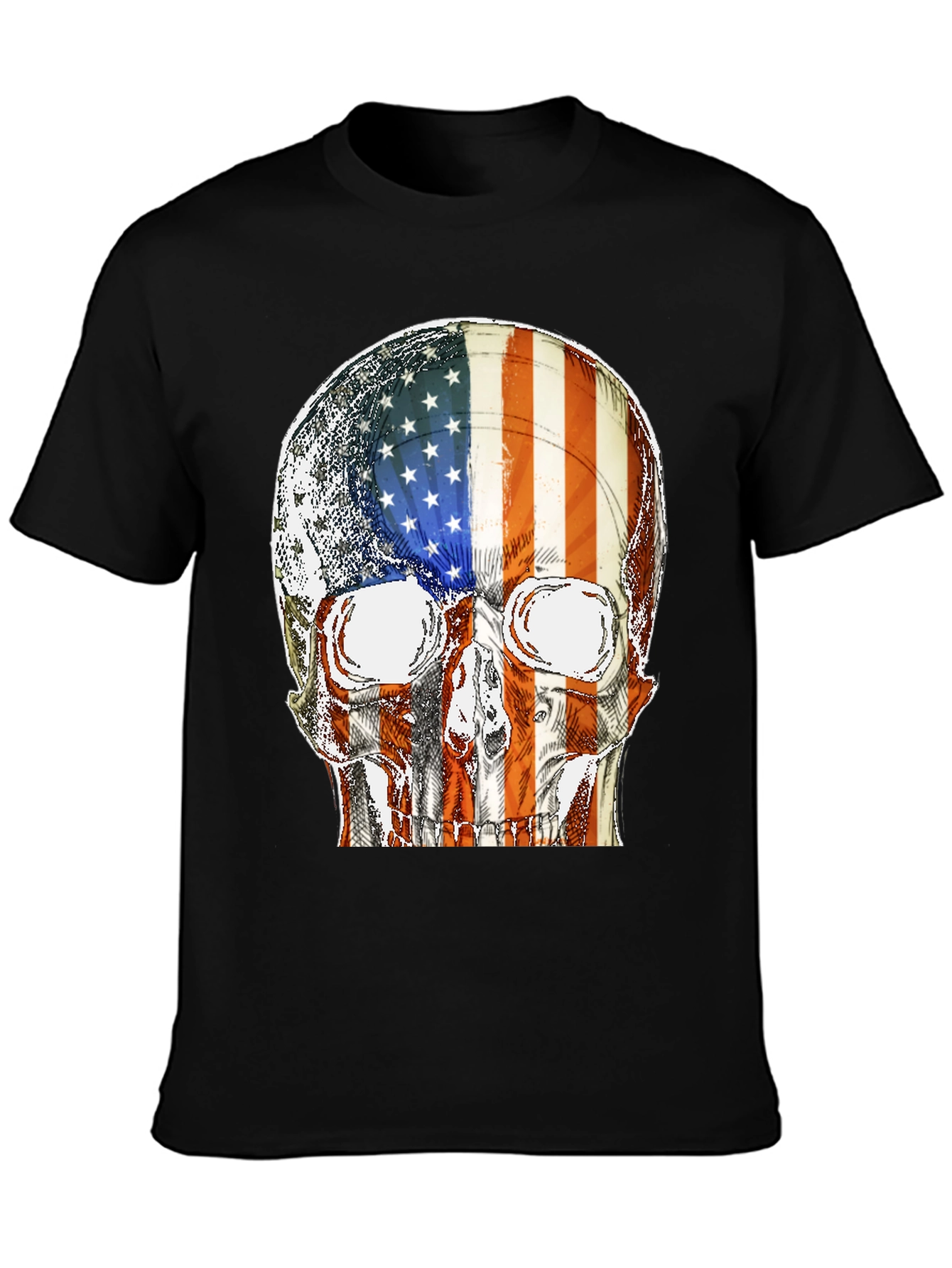 American Flag Skull Graphic T-Shirt