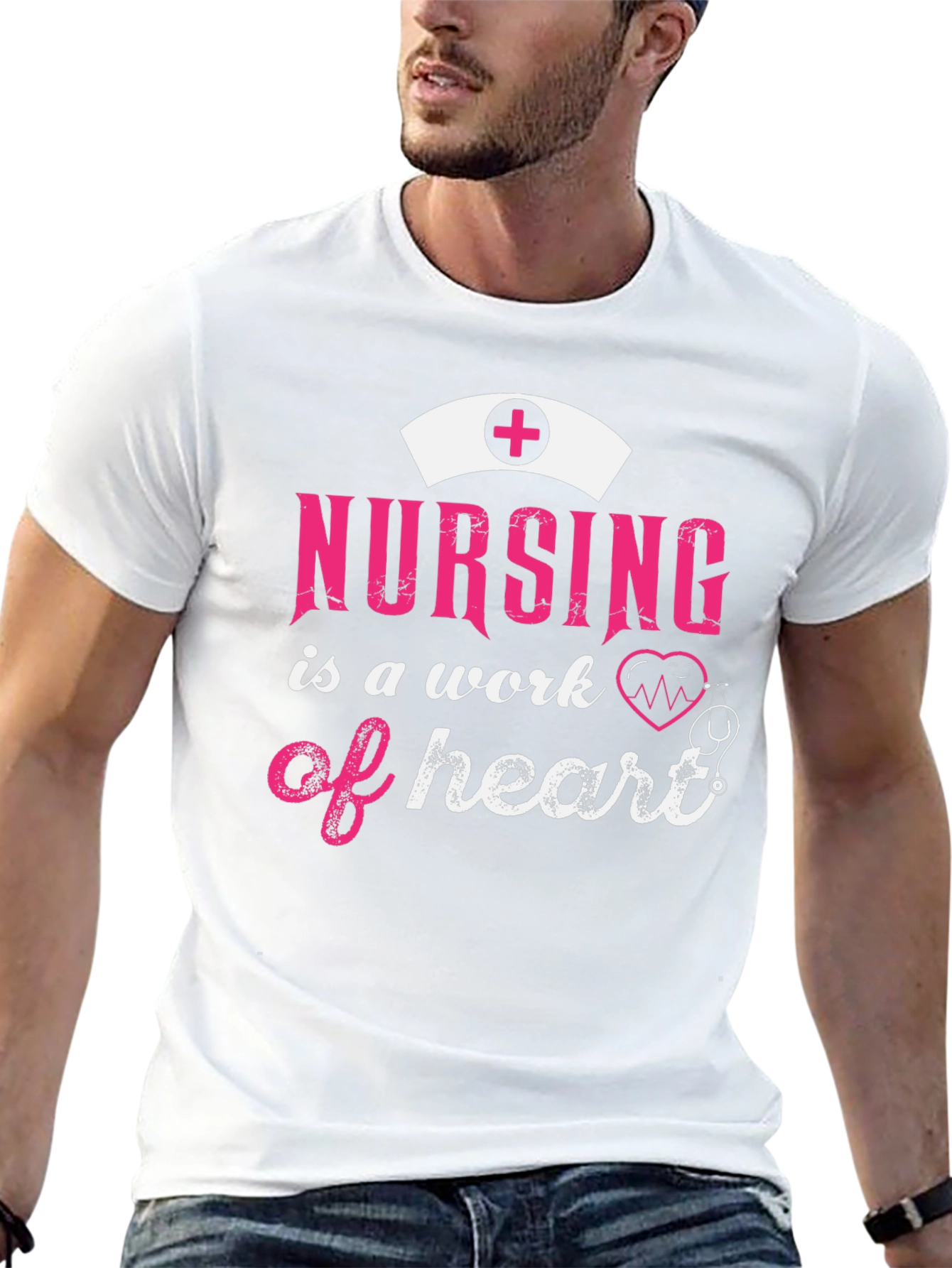 Nursing is a Work of Heart Graphic Tee
