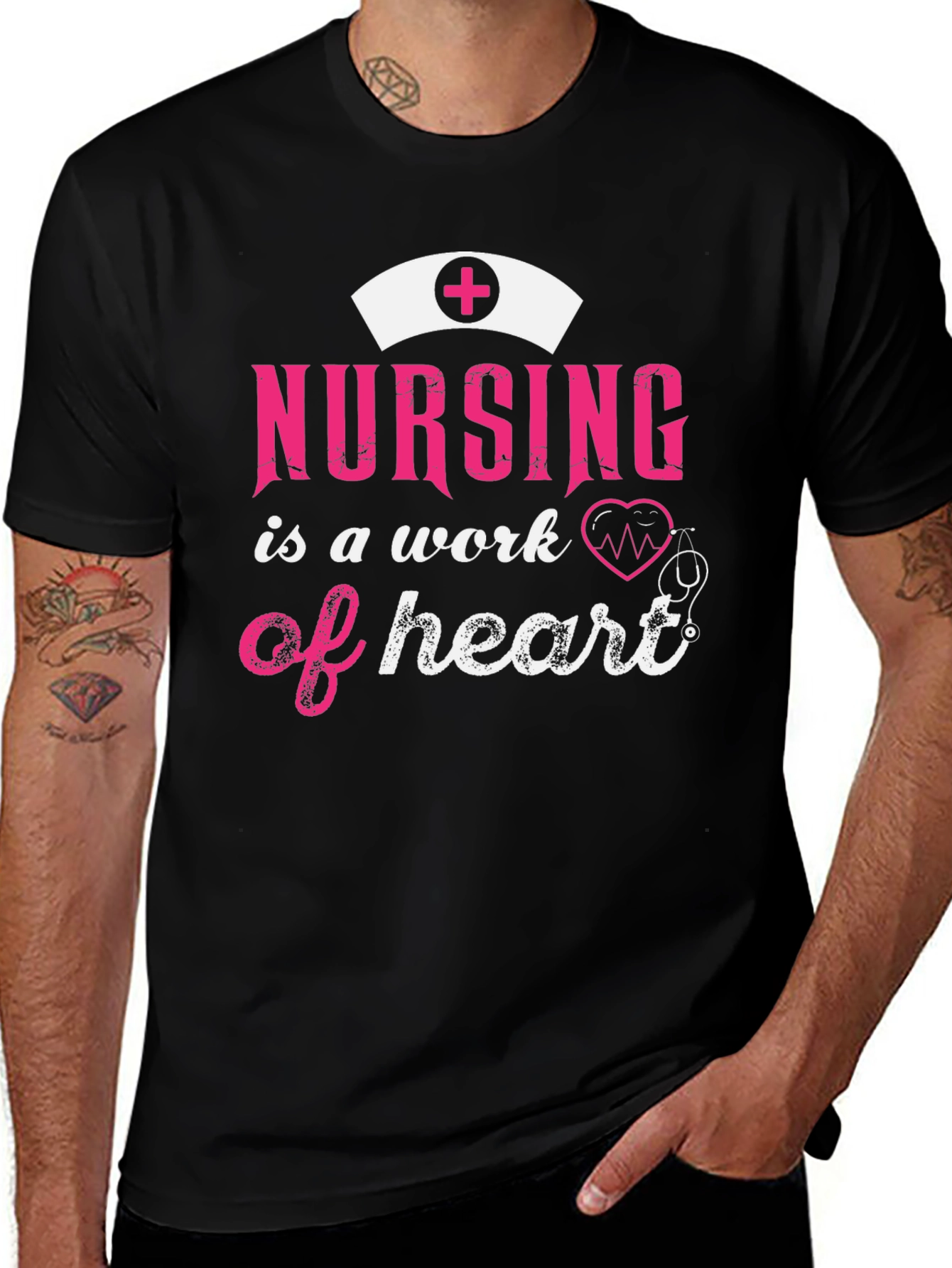 Nursing is a Work of Heart Graphic Tee