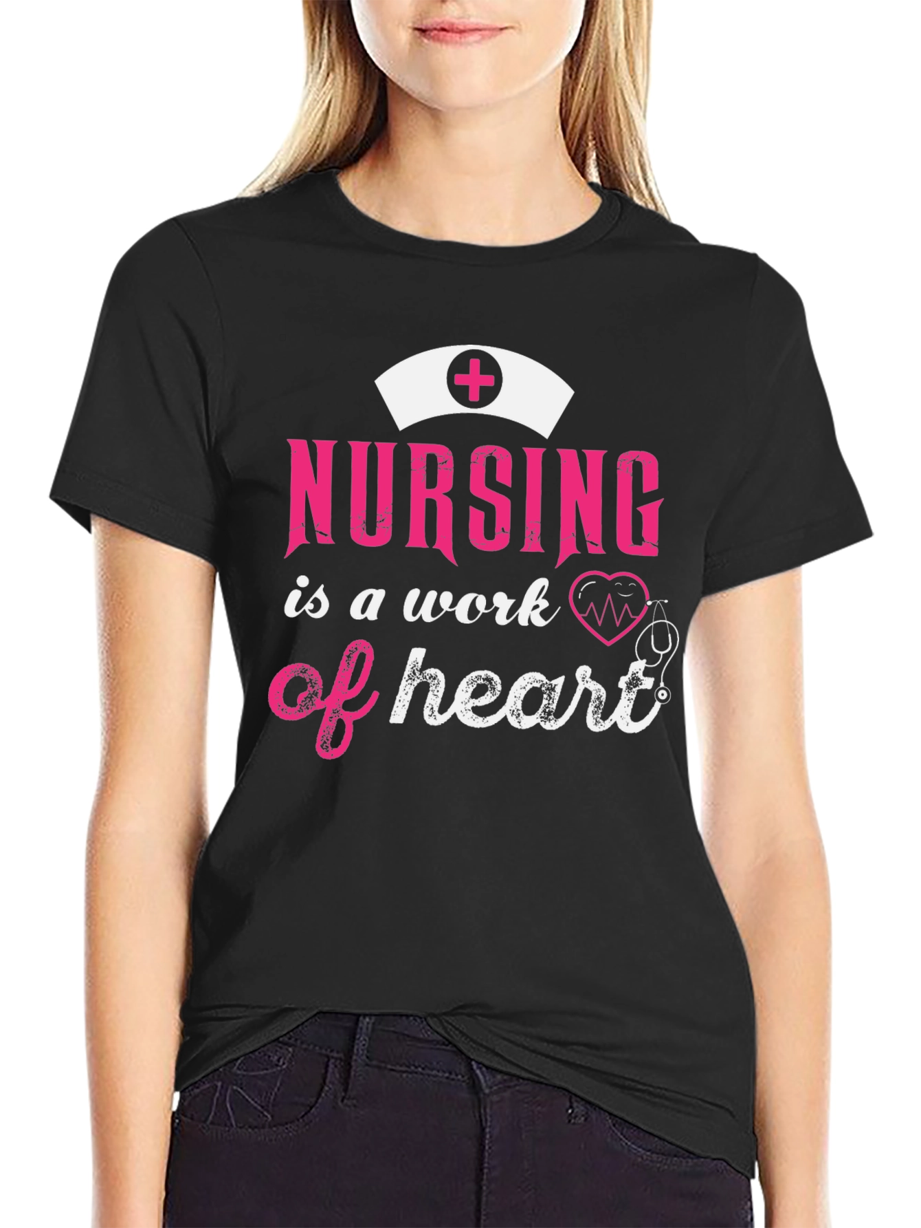 Nursing is a Work of Heart Graphic Tee