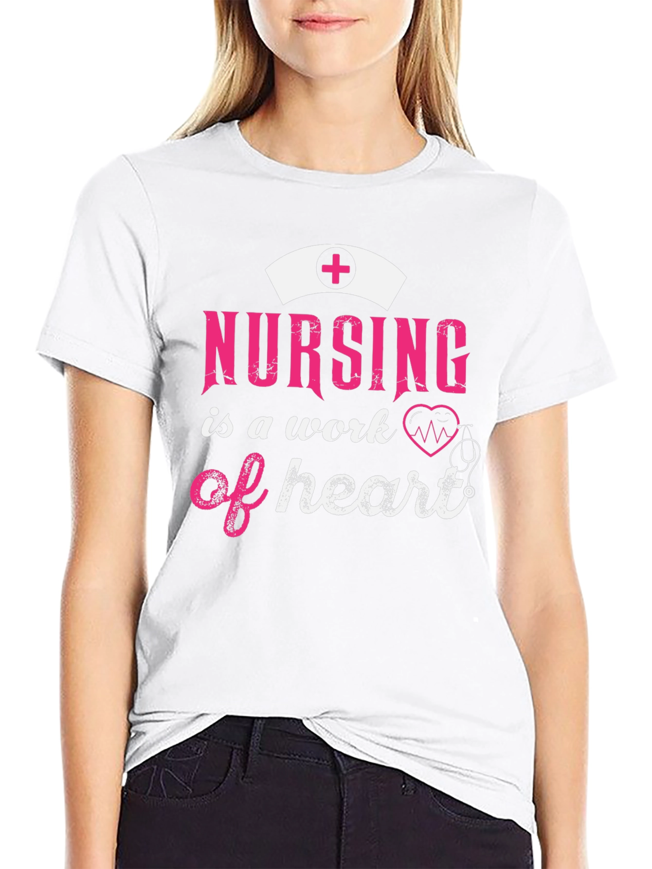Nursing is a Work of Heart Graphic Tee