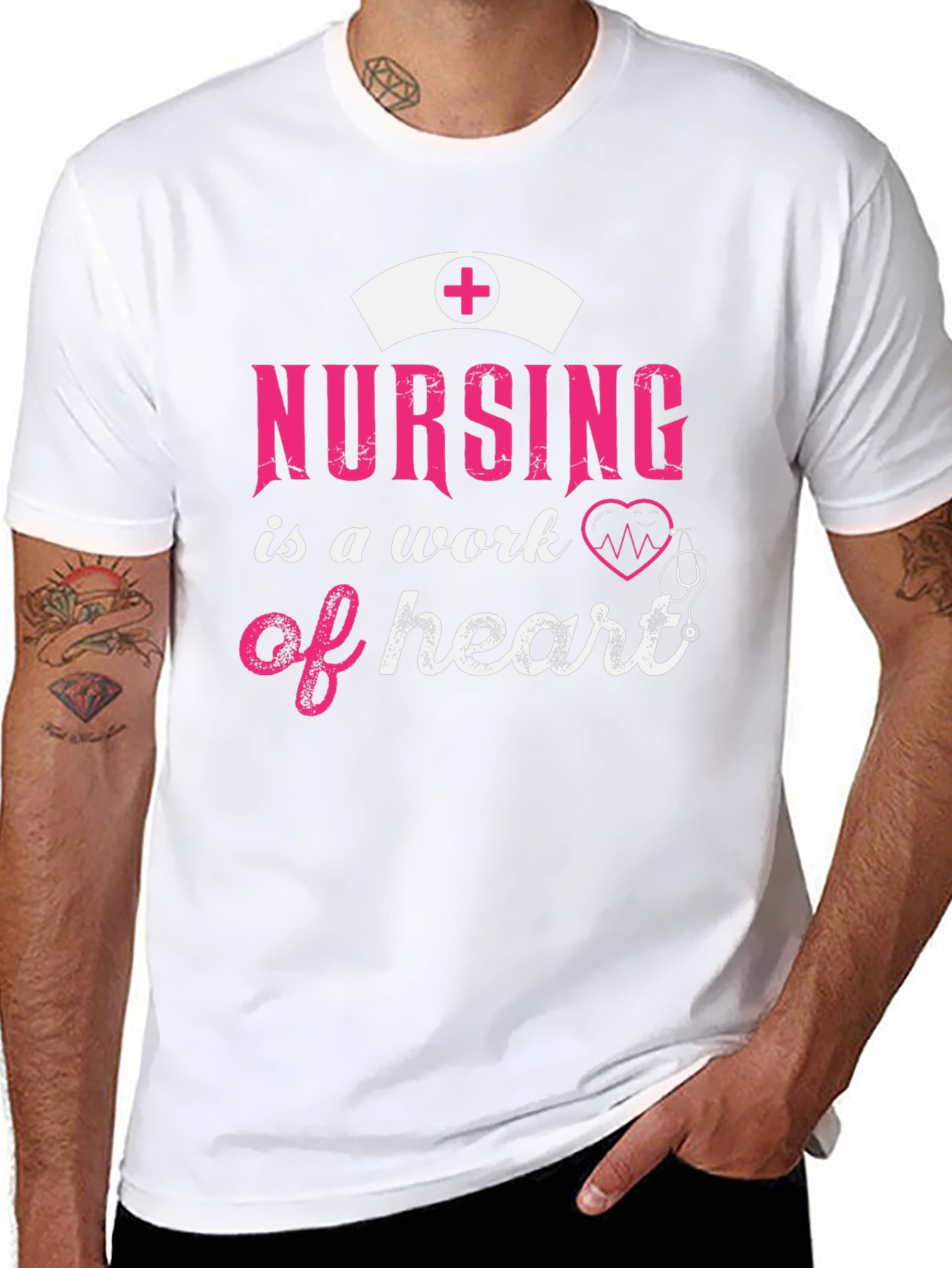 Nursing is a Work of Heart Graphic Tee