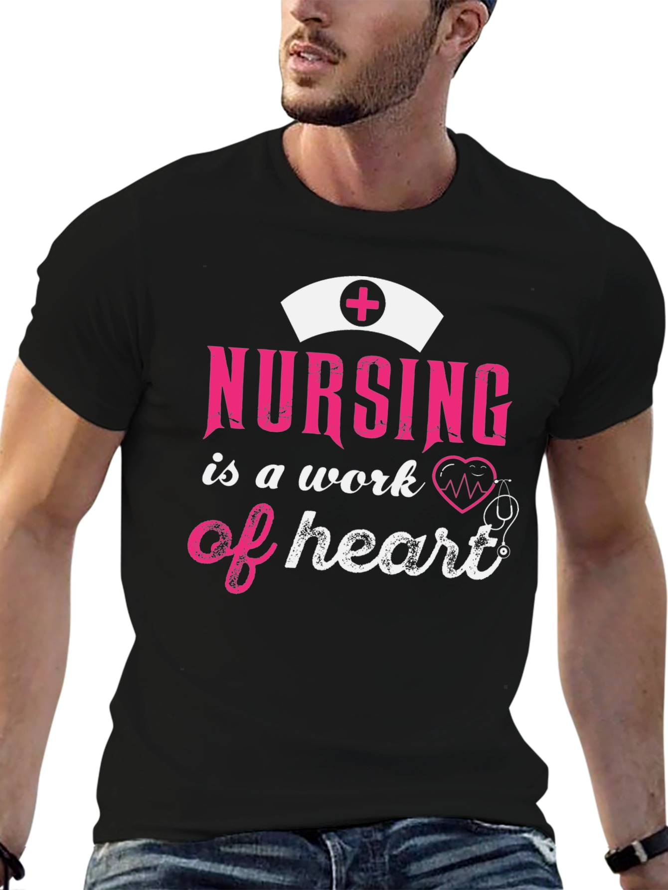 Nursing is a Work of Heart Graphic Tee