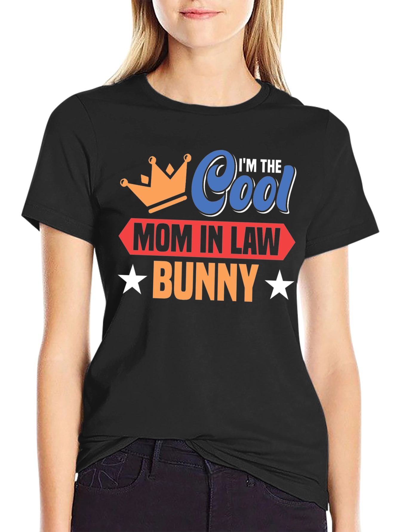 Cool Mom In Law Bunny Black T-Shirt