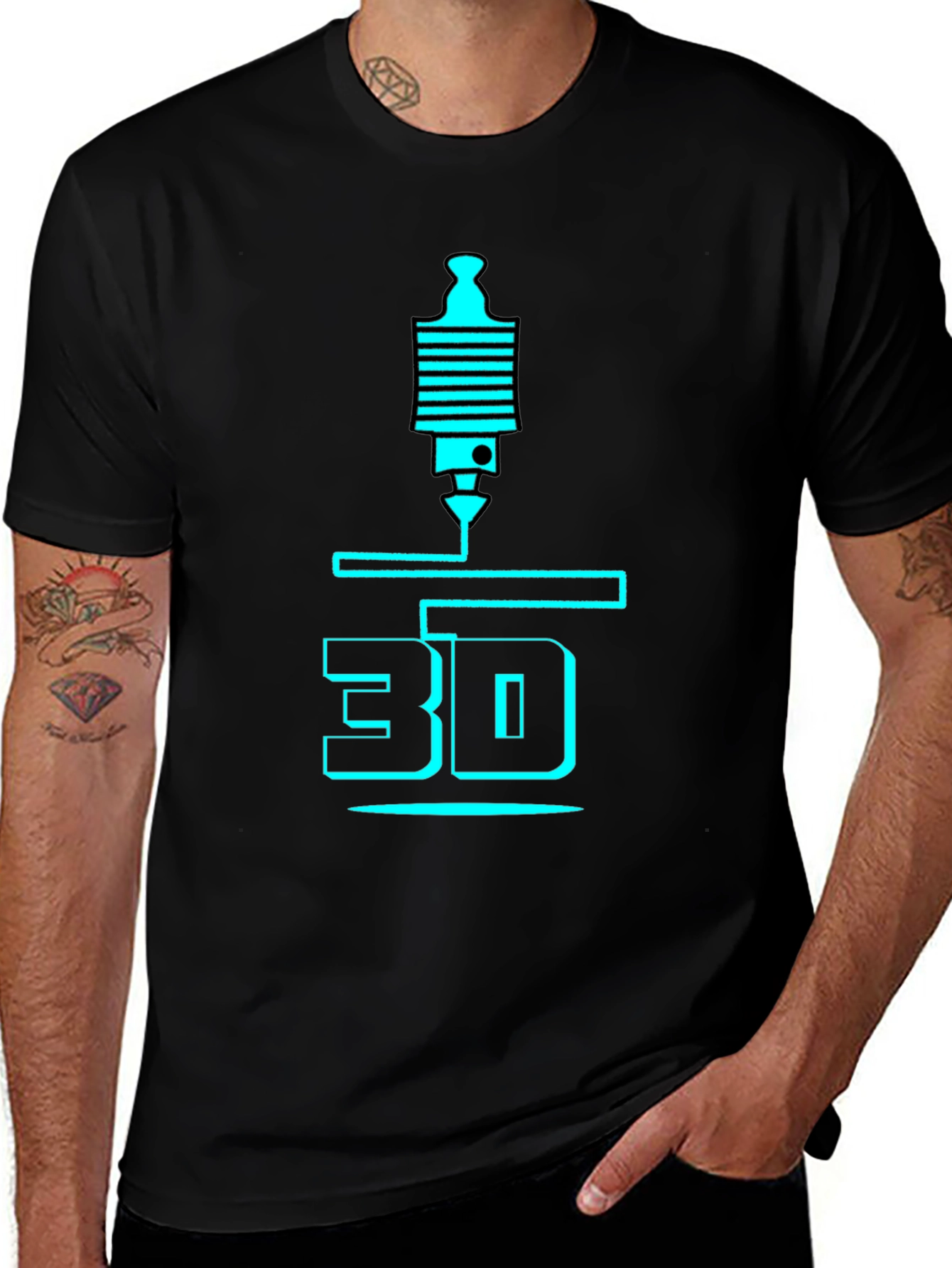 3D Printing T-Shirt - Black Graphic Design
